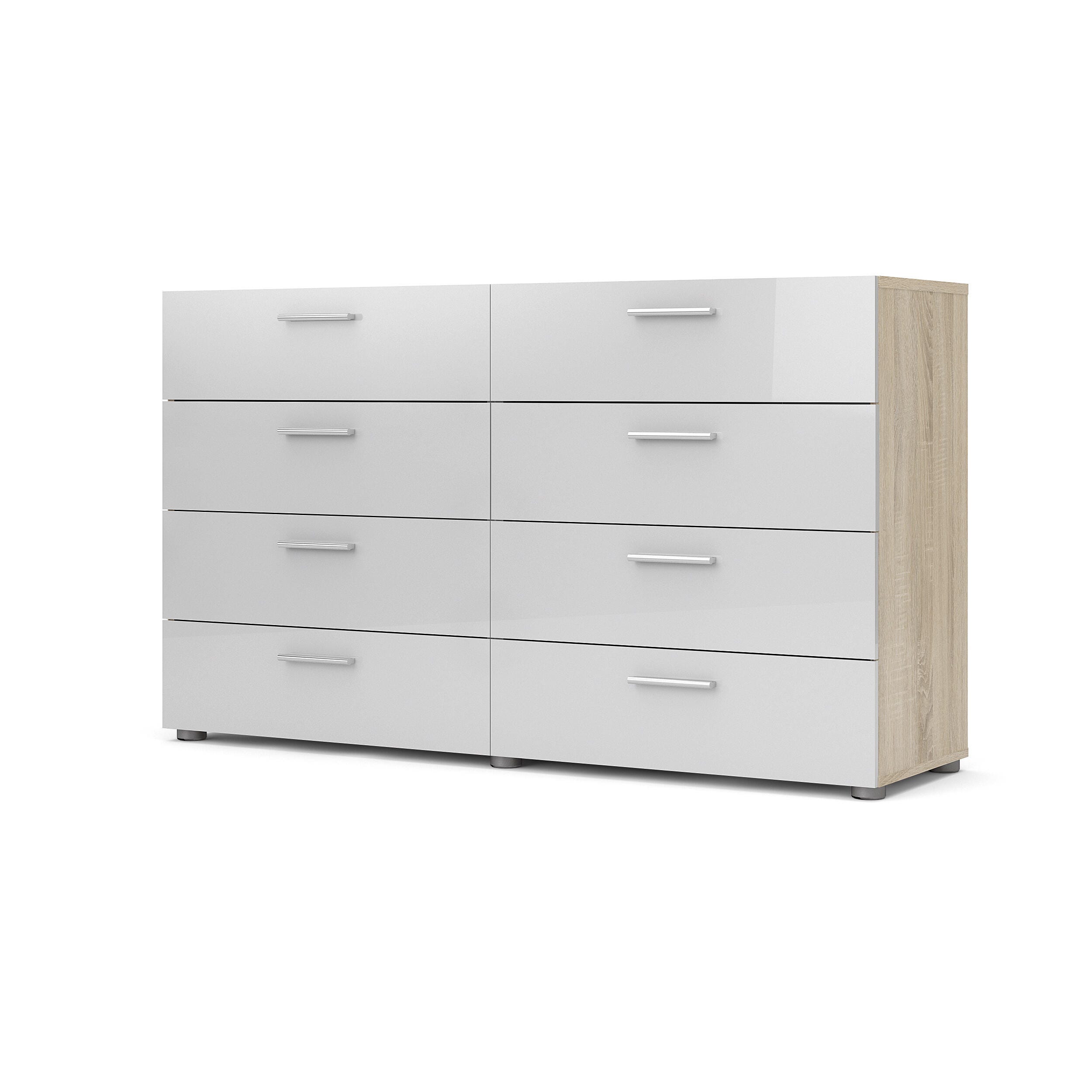 Austin  8 Drawer Double Dresser, Oak/White, large