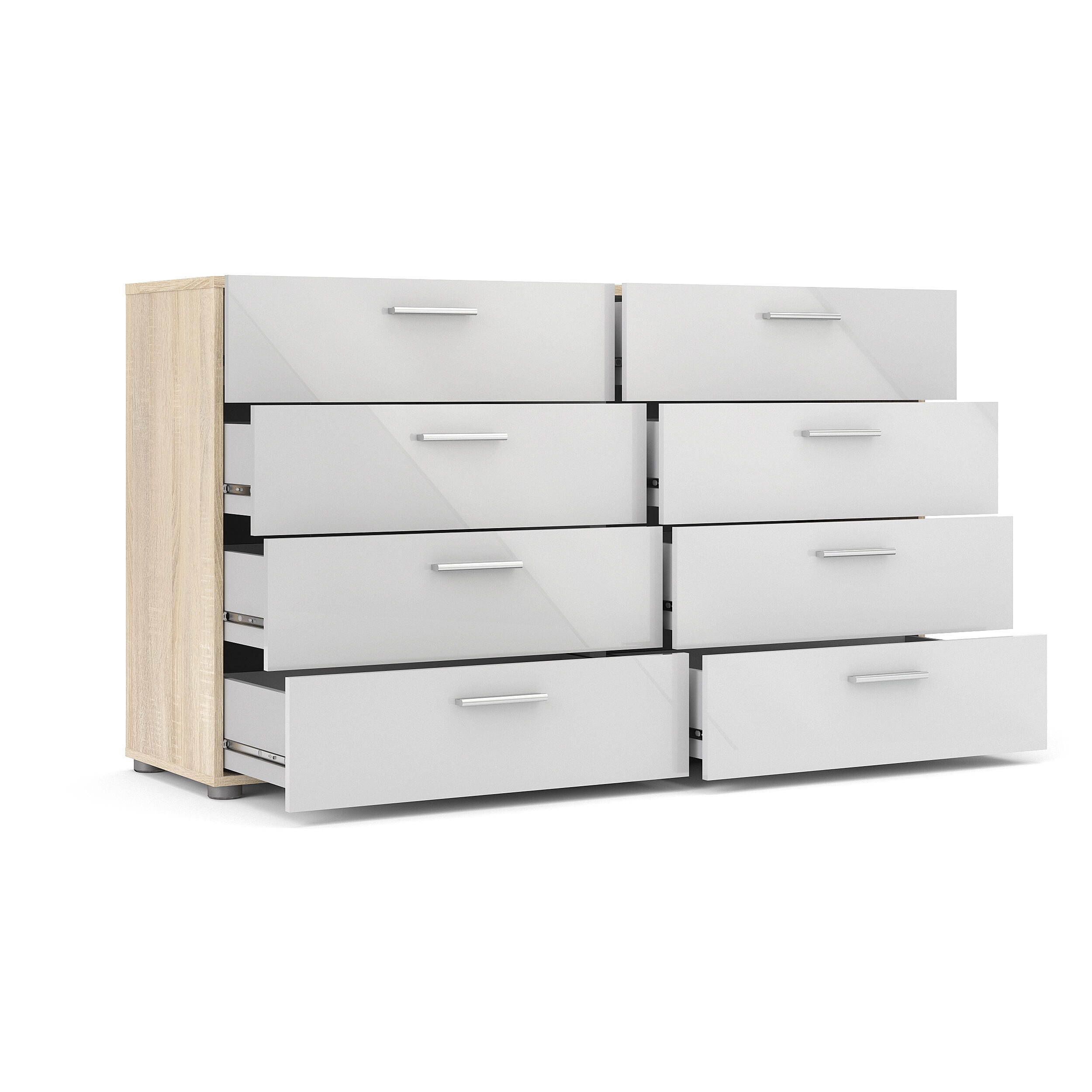 Austin  8 Drawer Double Dresser, Oak/White, large