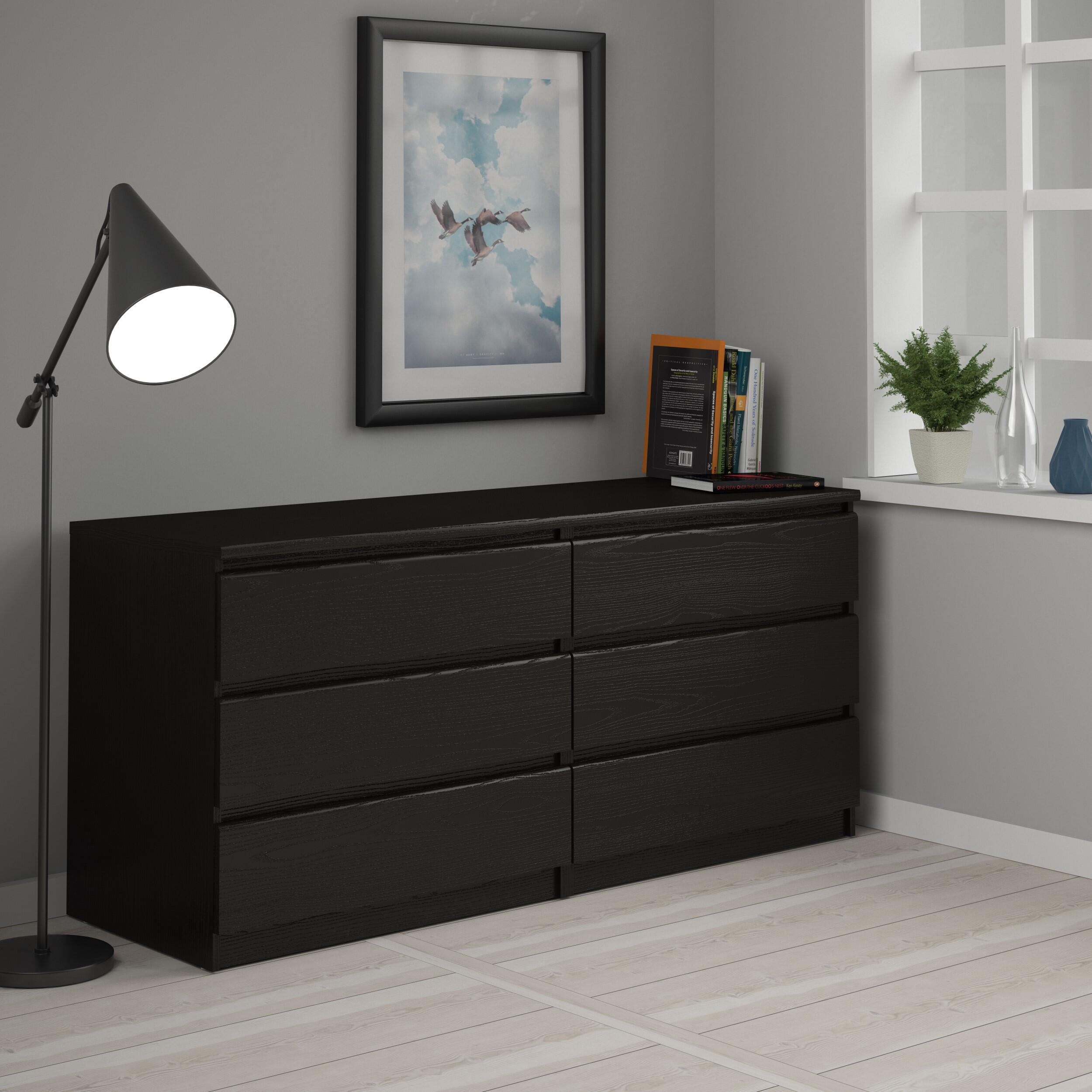 Scottsdale  6 Drawer Double Dresser, Black, rollover