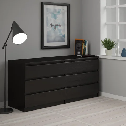 black double dresser Wrought Studio 7 Drawers Dressers Chests for Bedroom, Large Storage Organizer for Bedroom & Reviews lasting use LACOO 47.2 in. 6-Drawer Double
