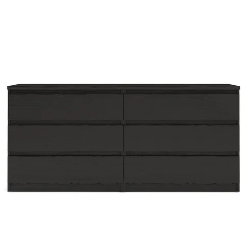 black dresser long Sikaic No Handle Design with 8 Drawers gloss front Noble House Paulille Black Wood