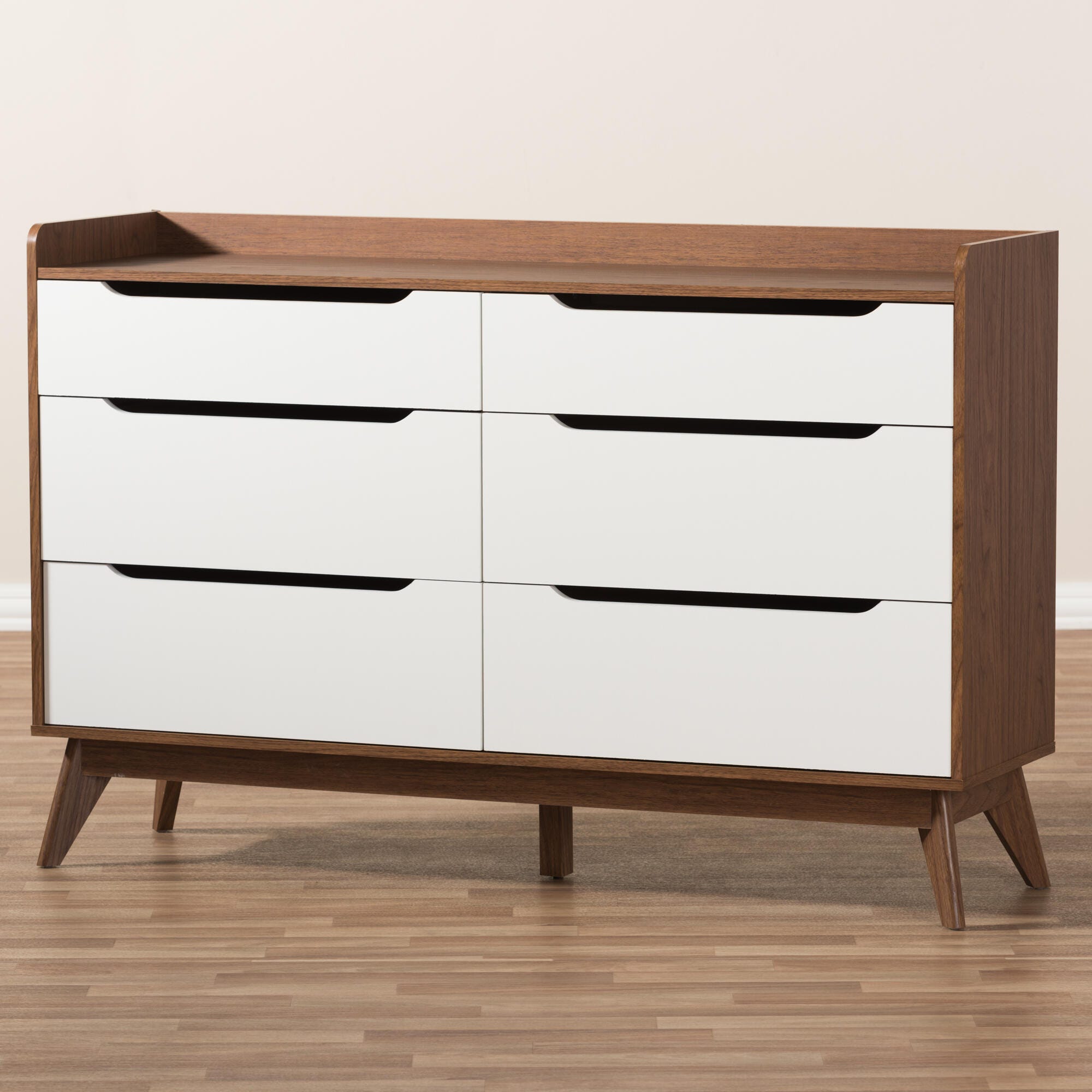Brighton Midcentury Modern 6 Drawer Storage Dresser, , large
