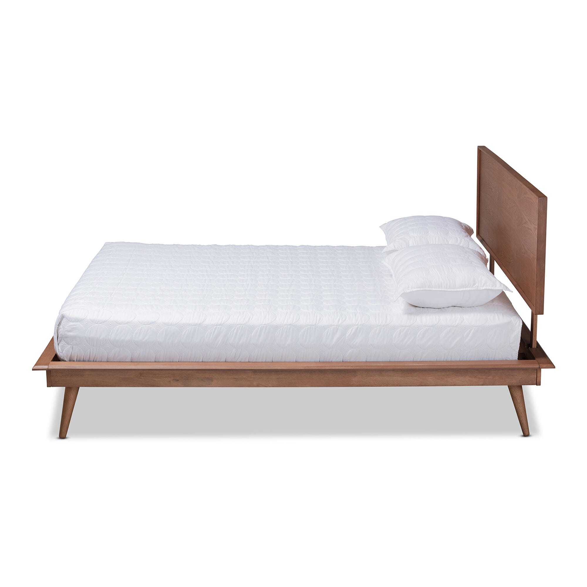 Karine Full Midcentury Modern Platform Bed, Ash Walnut, large