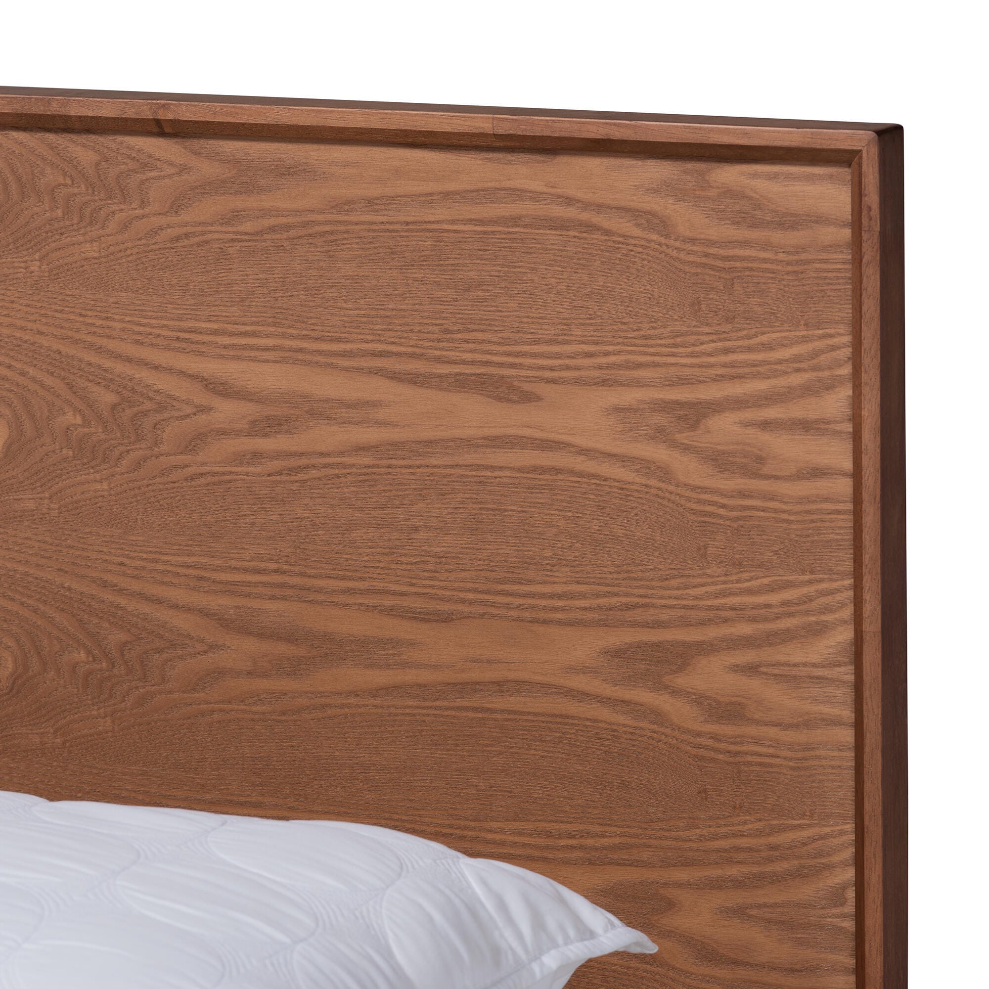 Karine Queen Midcentury Modern Platform Bed, Ash Walnut, large