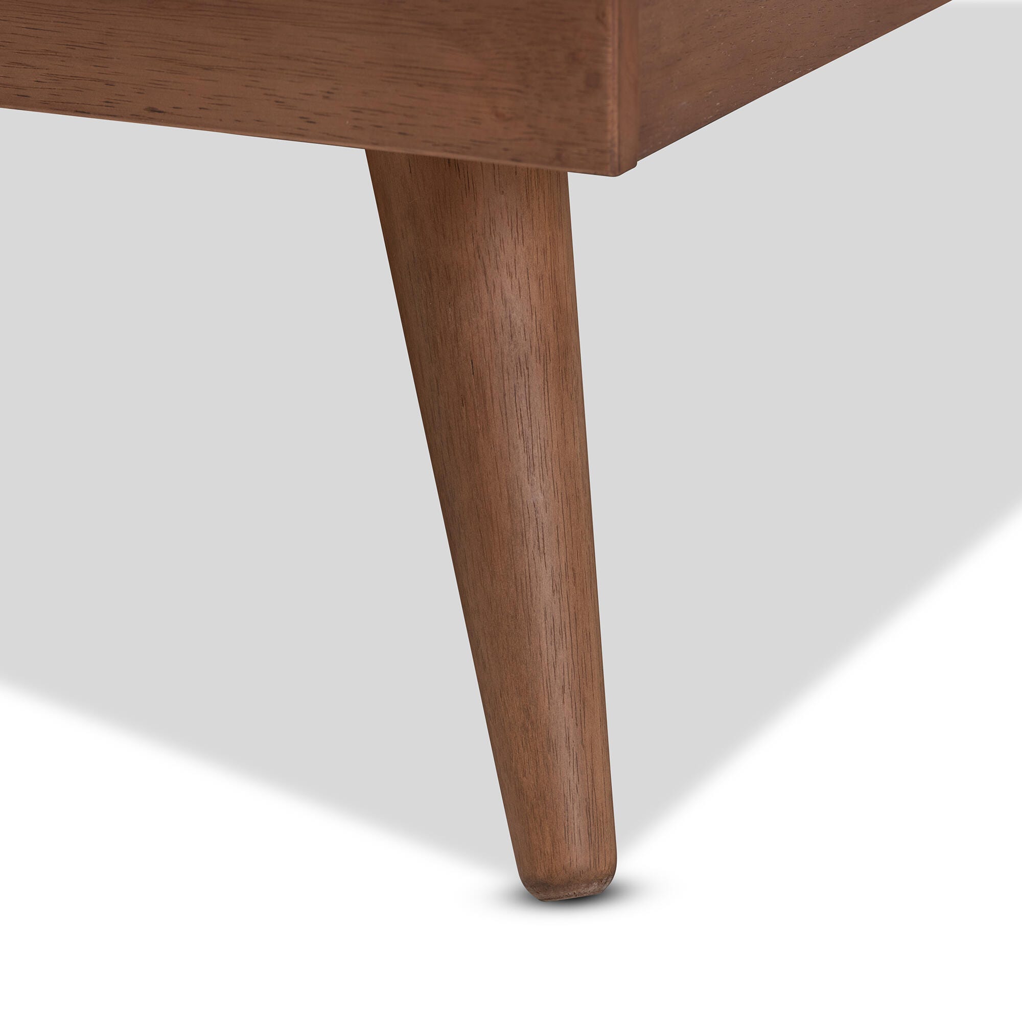 Karine Queen Midcentury Modern Platform Bed, Ash Walnut, large
