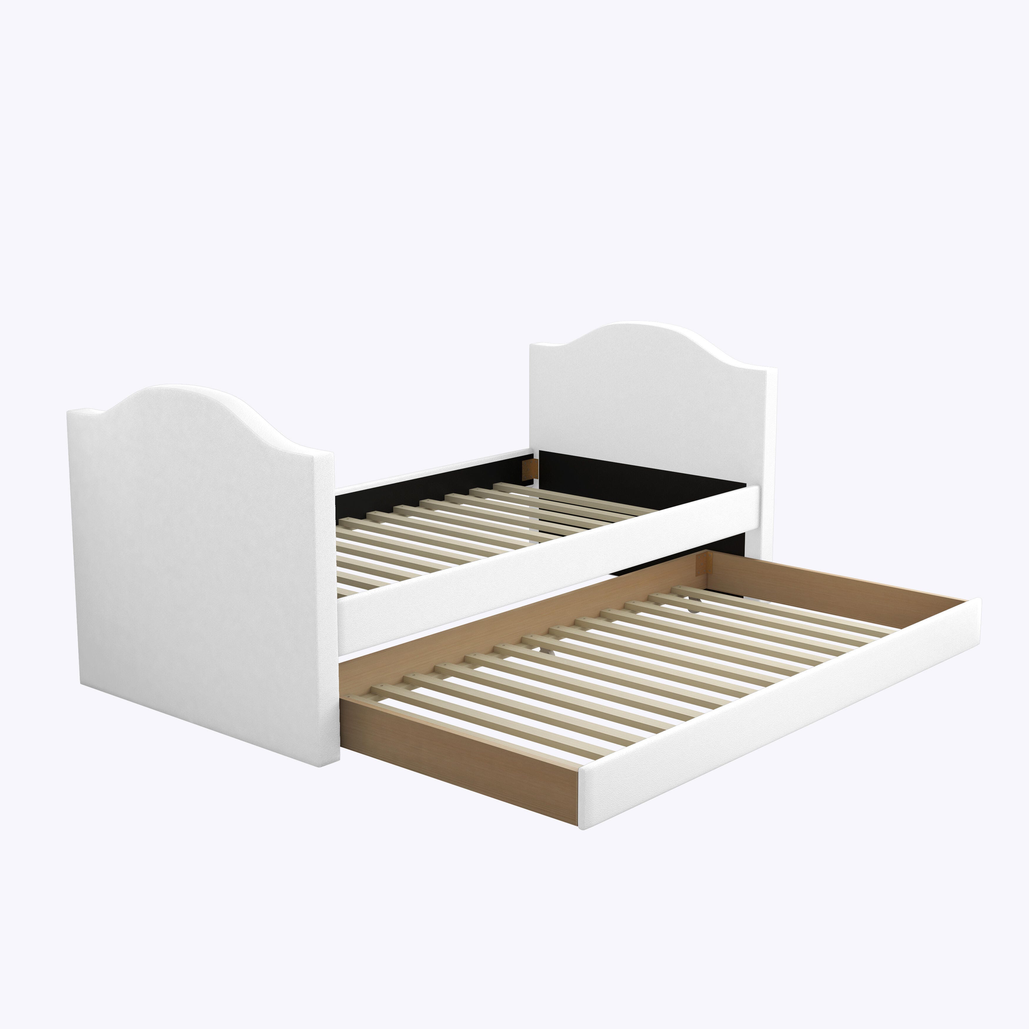 Boyd Sleep Paizlee Upholstered Faux Leather Daybed with Trundle, White, large