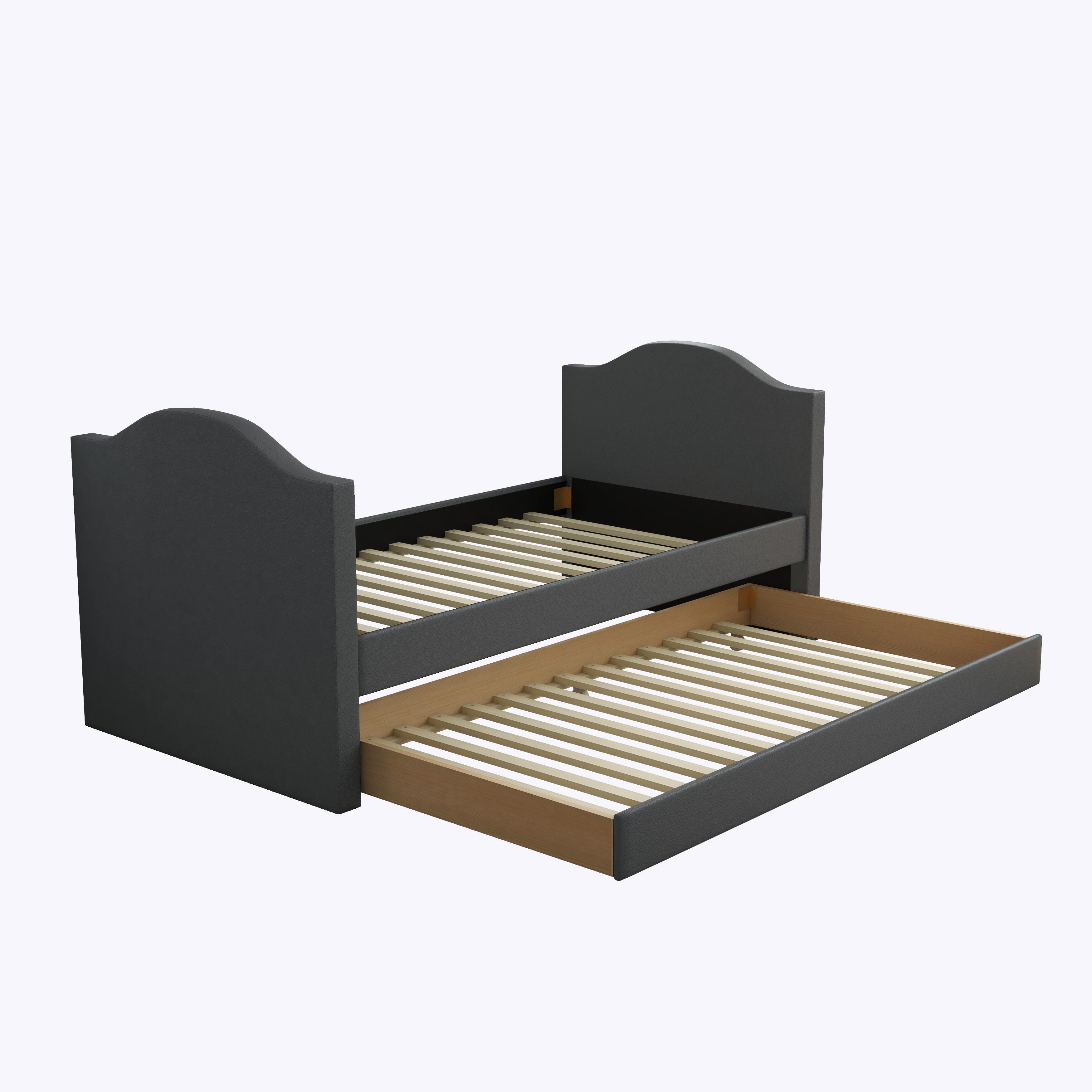 Boyd Sleep Paizlee Upholstered Faux Leather Daybed with Trundle, Black, large