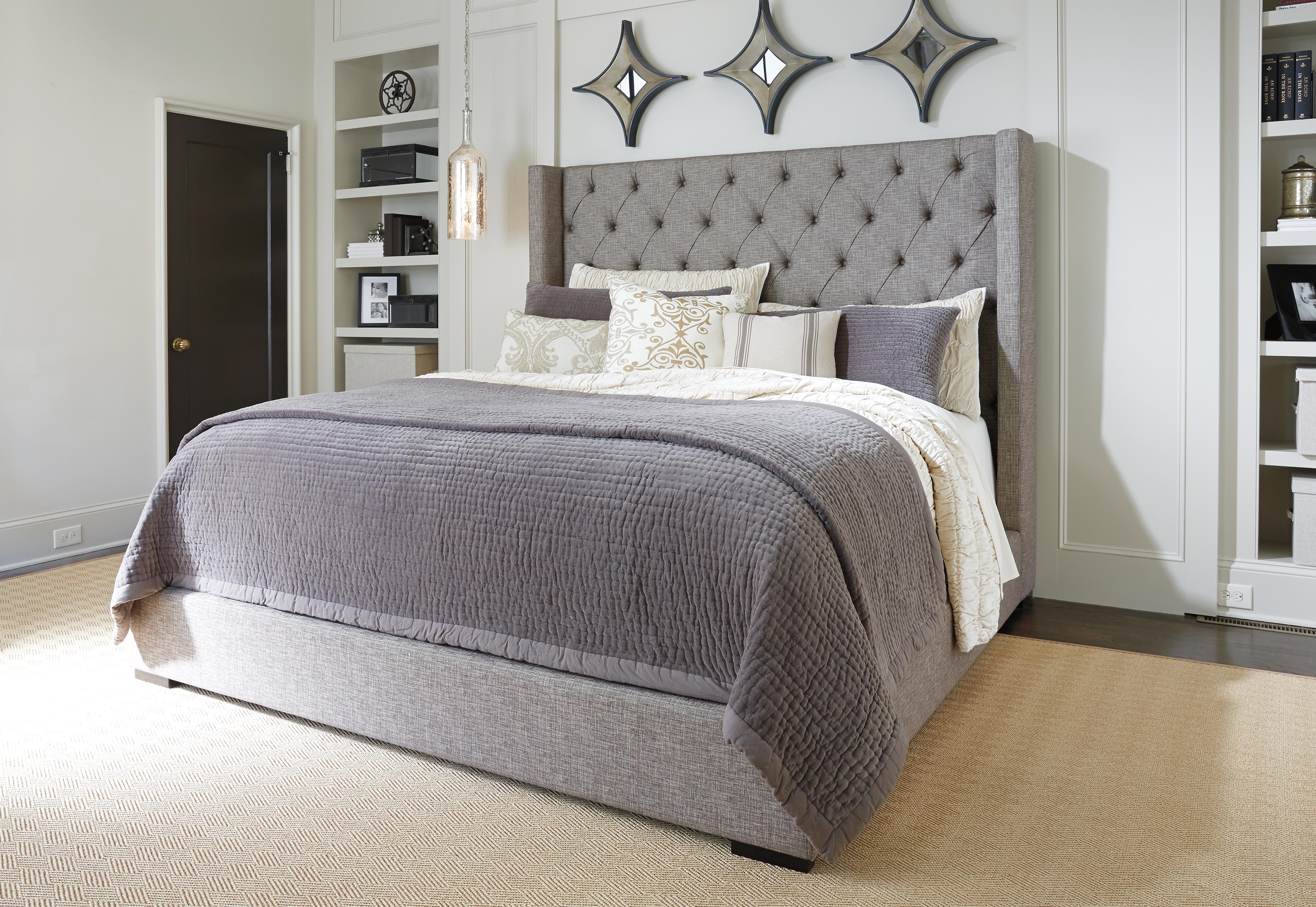 Sorinella California King Upholstered Bed, Gray, rollover