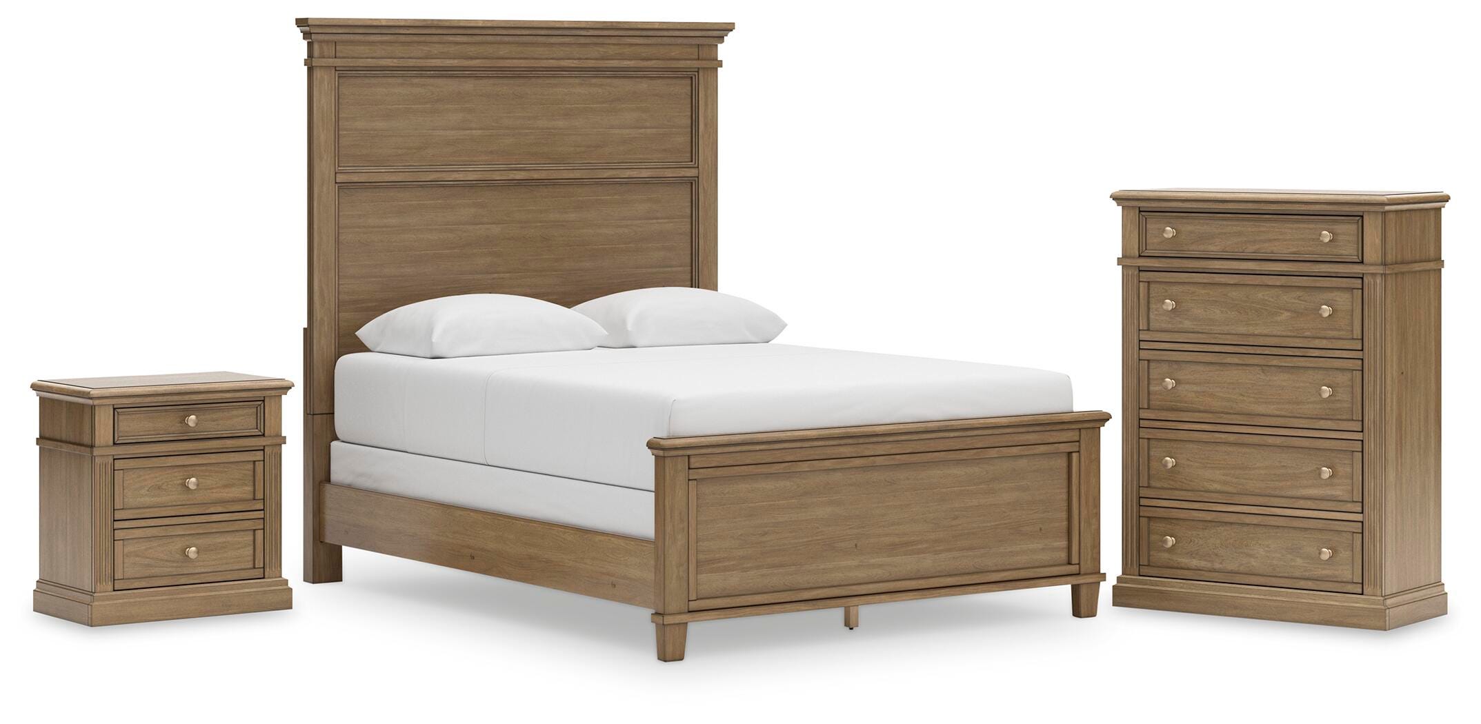 Mylarken Queen Panel Bed with Chest and Nightstand, Brown, large