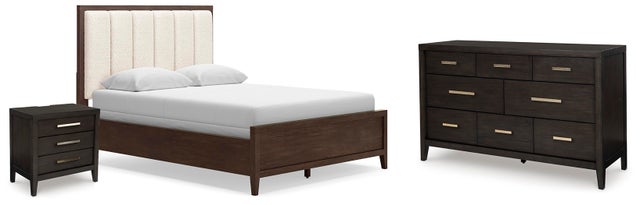 Westonfort Queen Upholstered Panel Bed with Dresser and Nightstand
