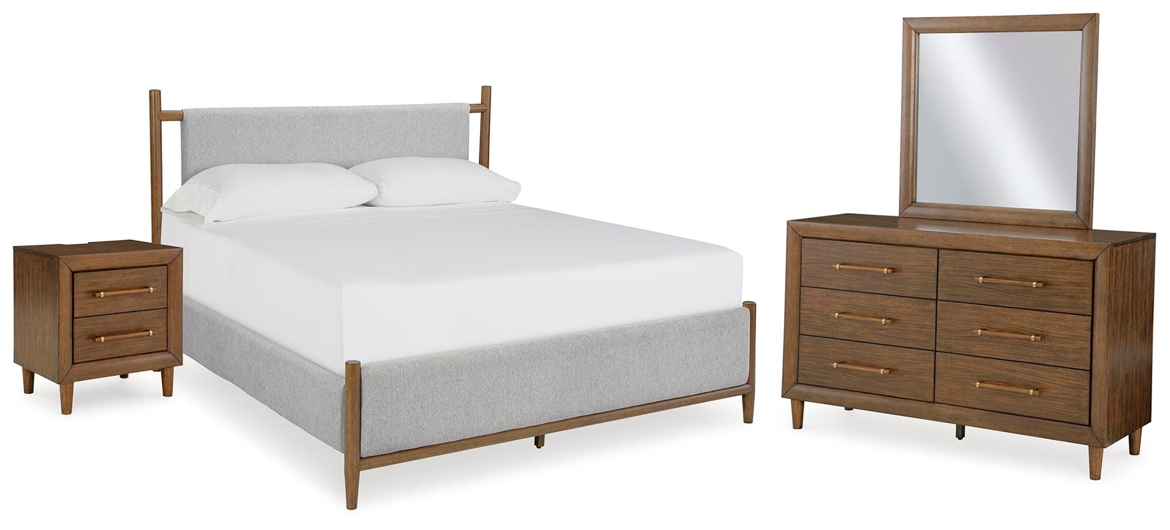 Lyncott Queen Upholstered Bed, Dresser, Mirror and Nightstand - image 1