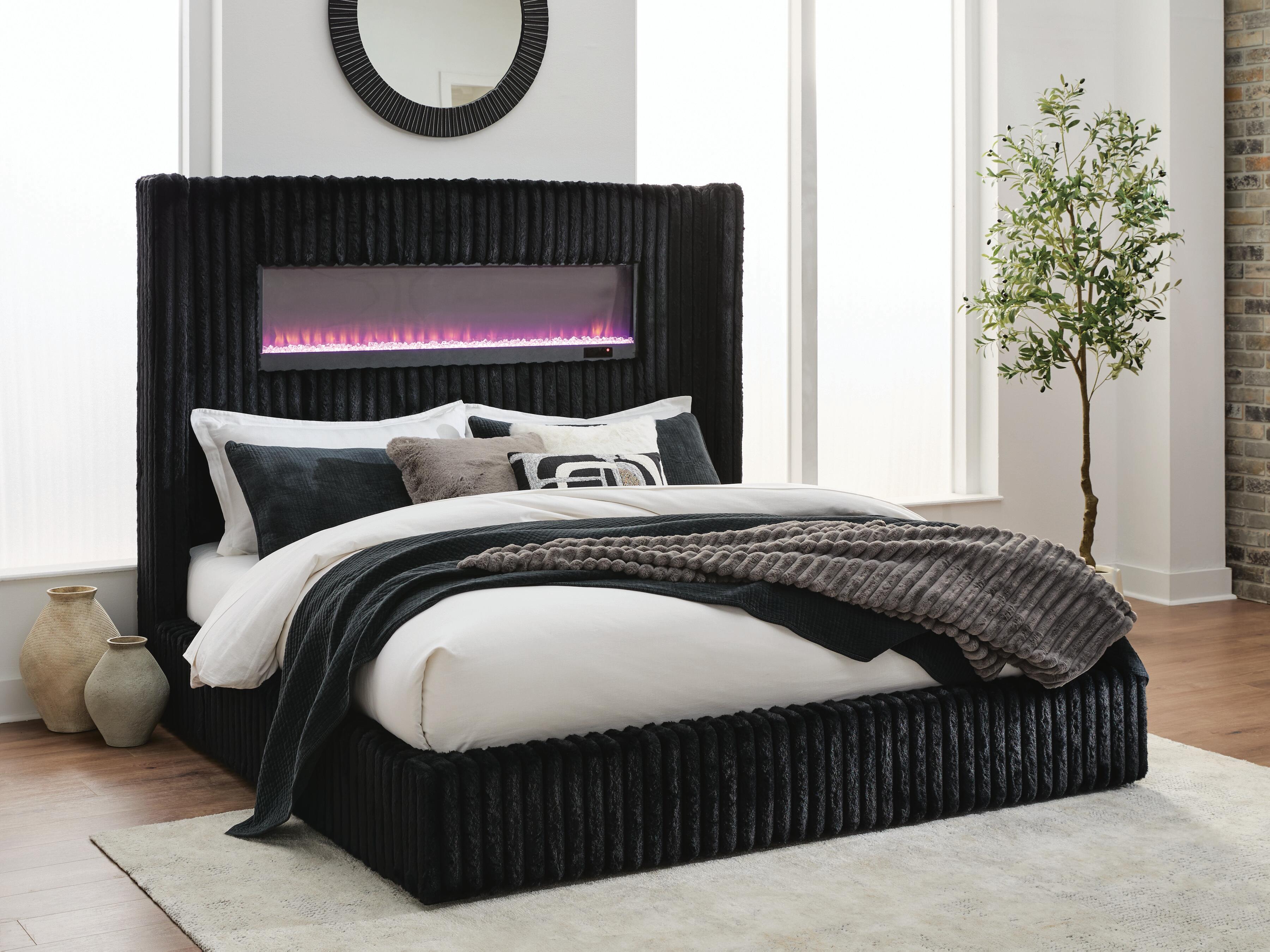 Tayleena Queen Upholstered Bed with Fireplace and Wireless Audio - image 6