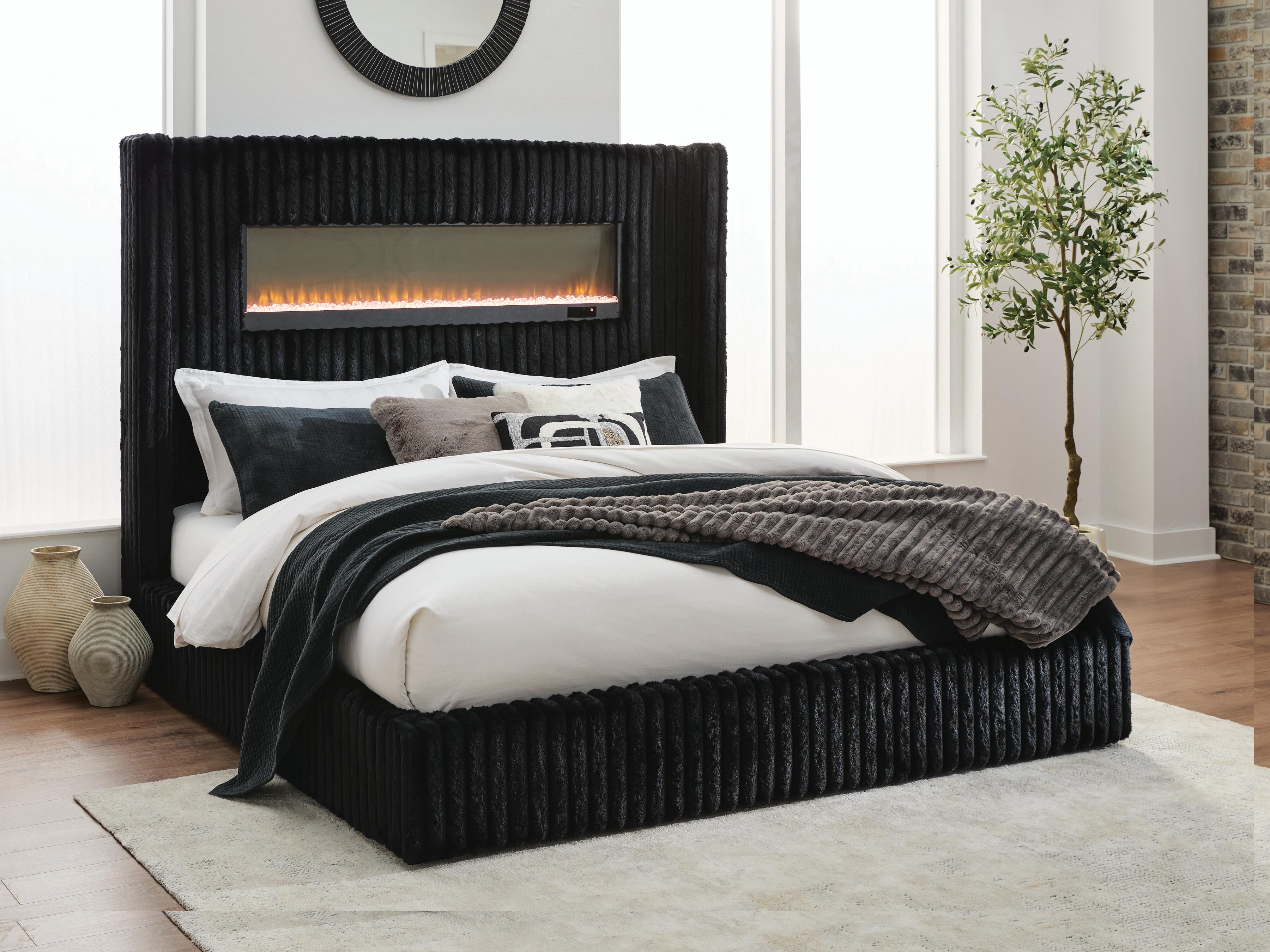 Tayleena Queen Upholstered Bed with Fireplace and Wireless Audio - image 5