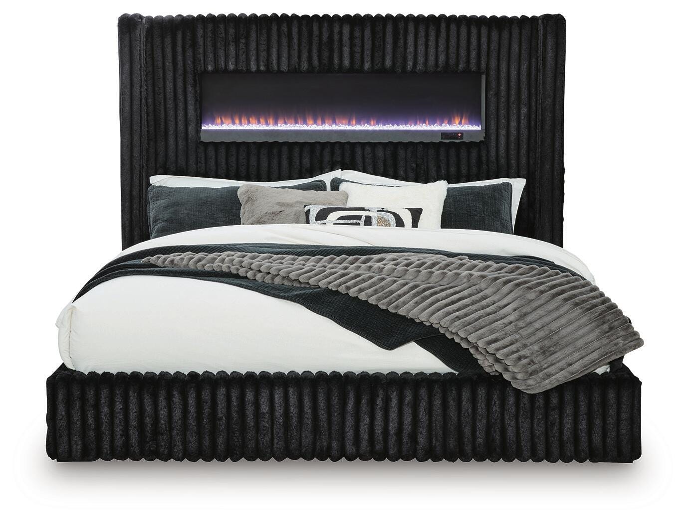 Tayleena Queen Upholstered Bed with Fireplace and Wireless Audio - image 2