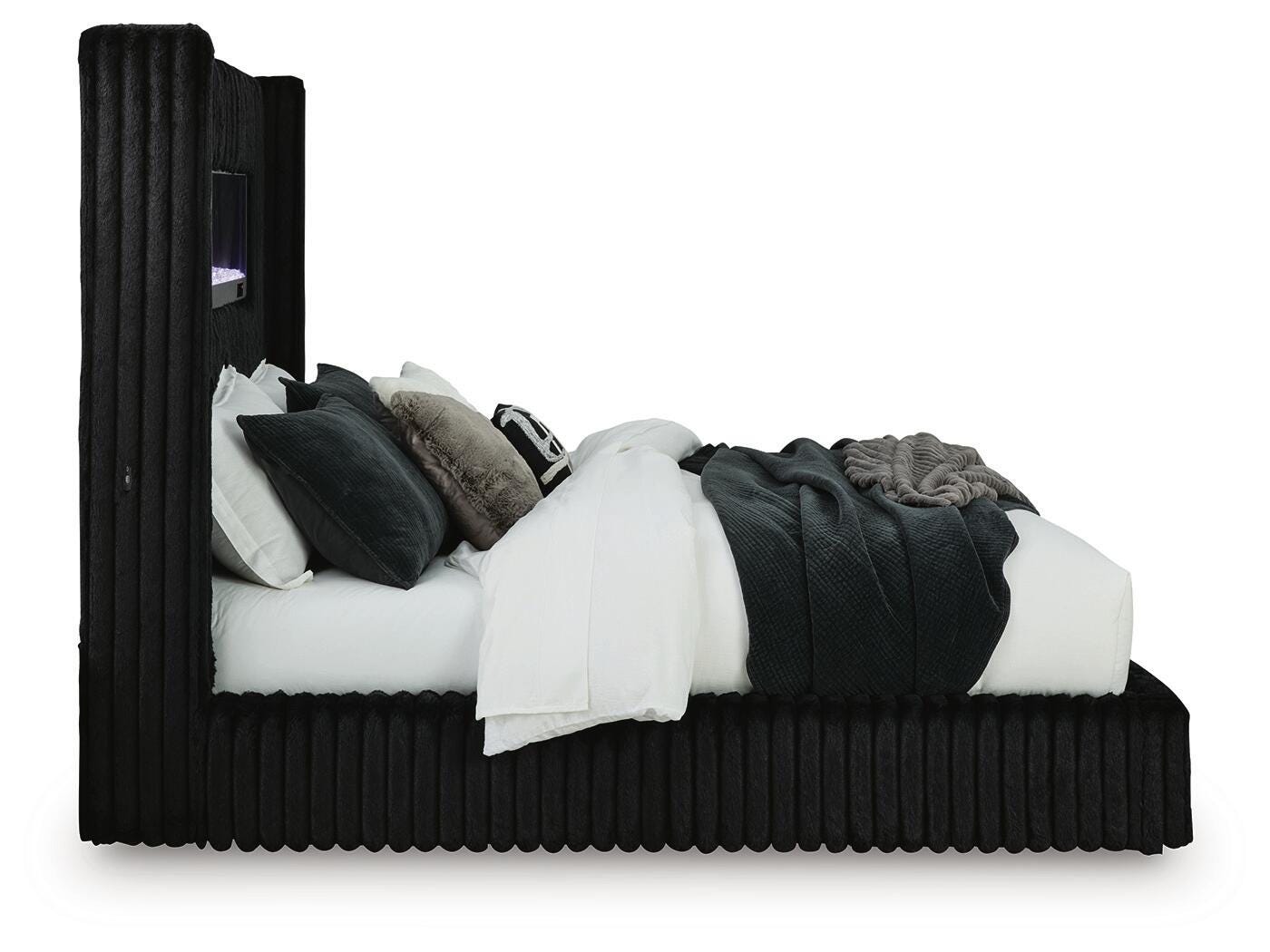 Tayleena Queen Upholstered Bed with Fireplace and Wireless Audio - image 4