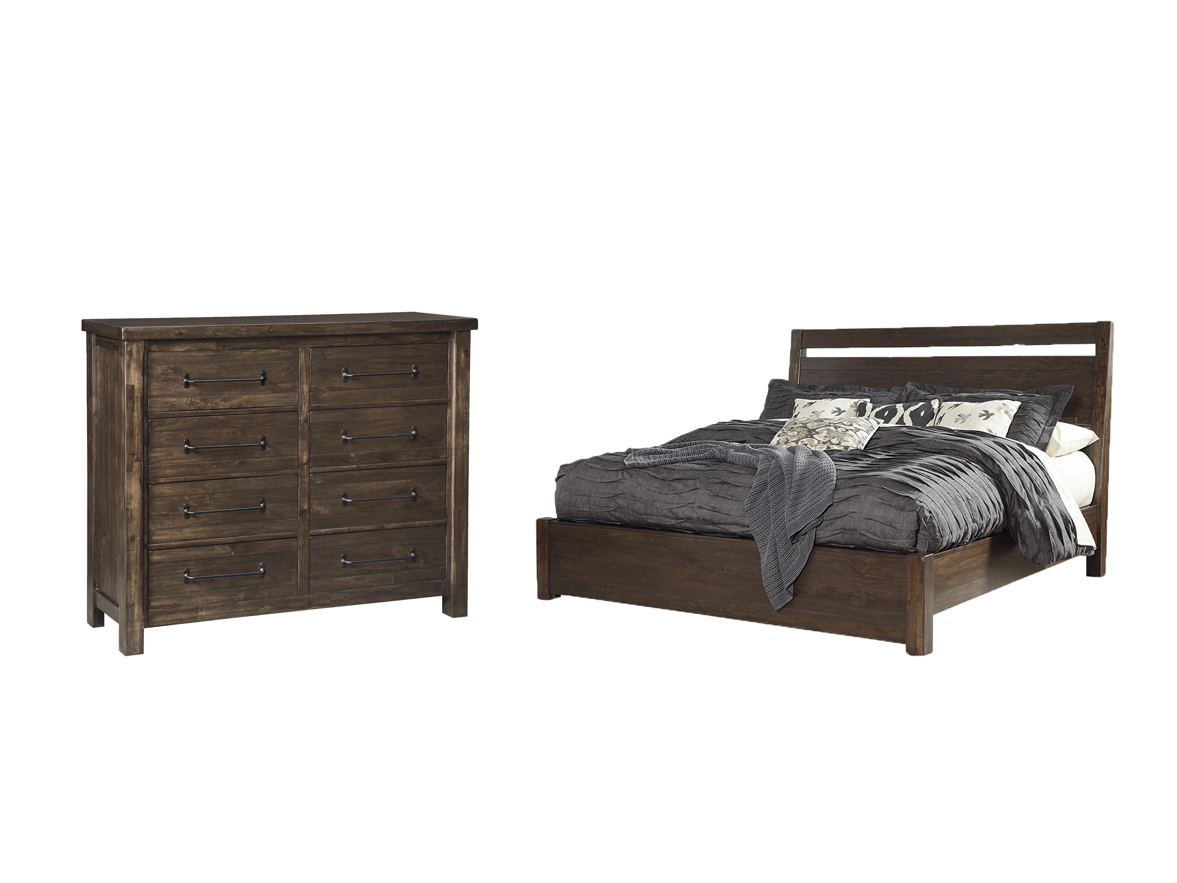 Cama Starmore de tamaño California King con paneles, cómoda y espejo - image 1