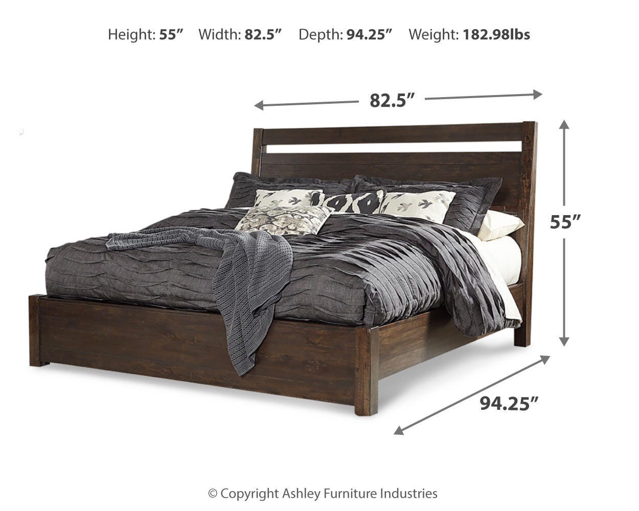 Starmore California King Panel Bed, Brown, large