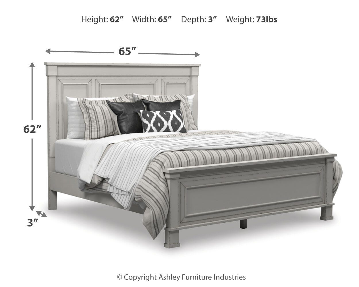 Jennily Queen Panel Headboard, Whitewash, large