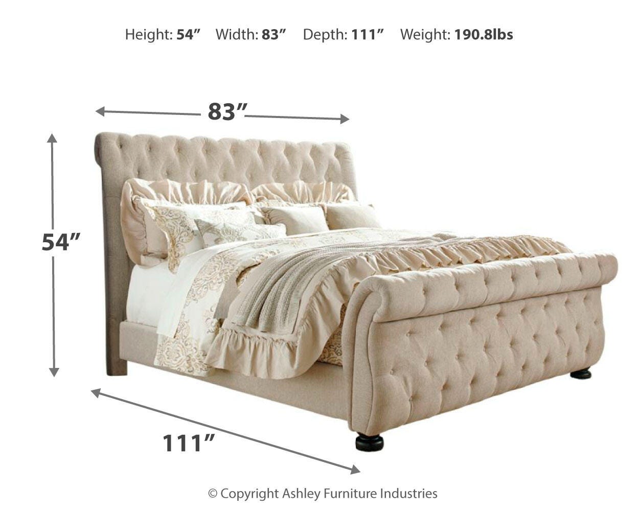 Willenburg King Upholstered Sleigh Bed, , large