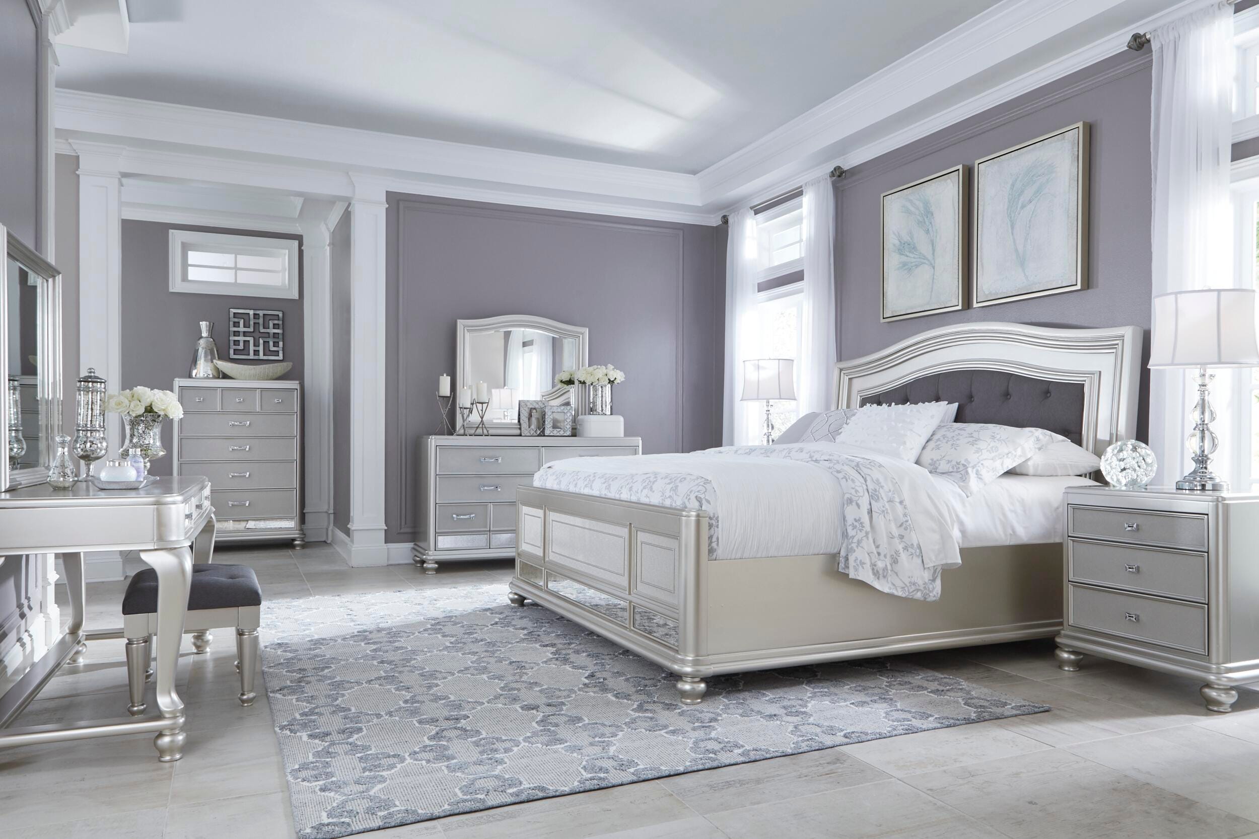 ashley furniture silver dresser Coralayne 7 Drawer Dresser and Mirror