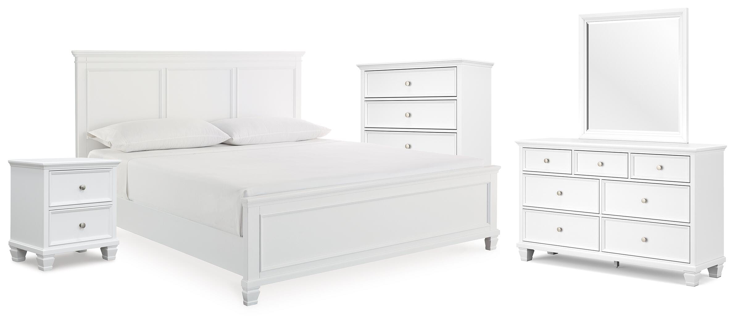 Cama de paneles, cómoda, espejo, chiffonier y mesita de noche Fortman King - image 1