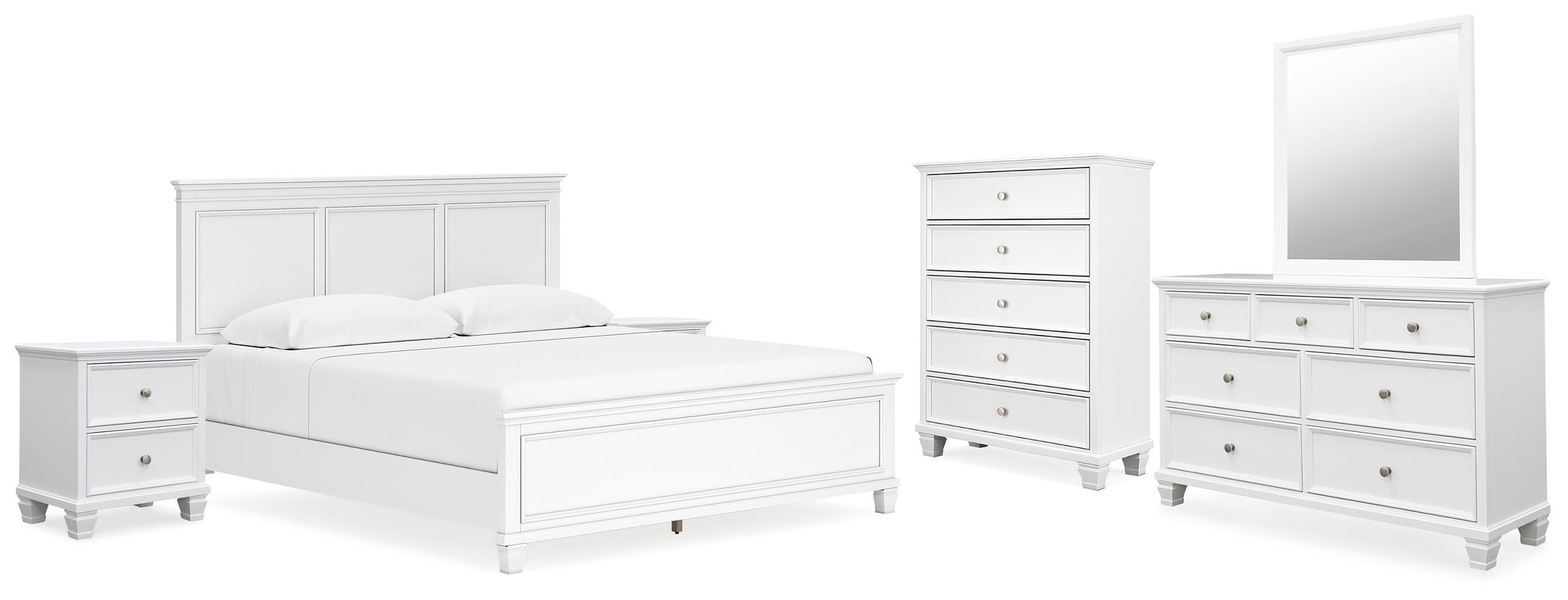 Fortman King Panel Bed, Dresser, Mirror, Chest and 2 Nightstands - image 1