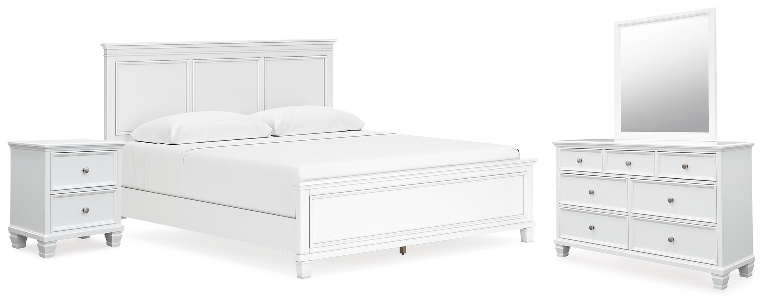 Cama King, cómoda, espejo y mesita de noche Fortman - image 1
