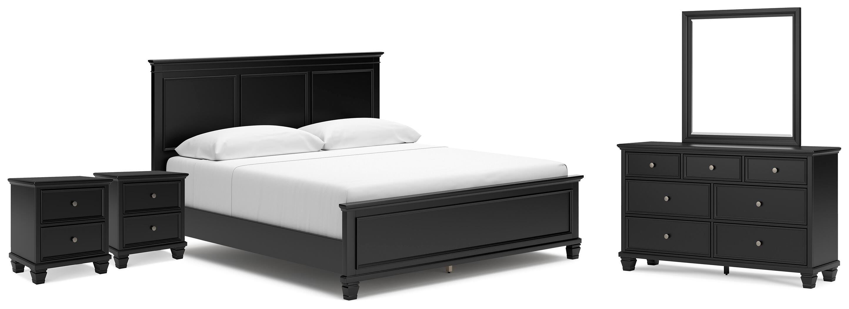 Cama King, cómoda, espejo y 2 mesitas de noche Lanolee - image 1