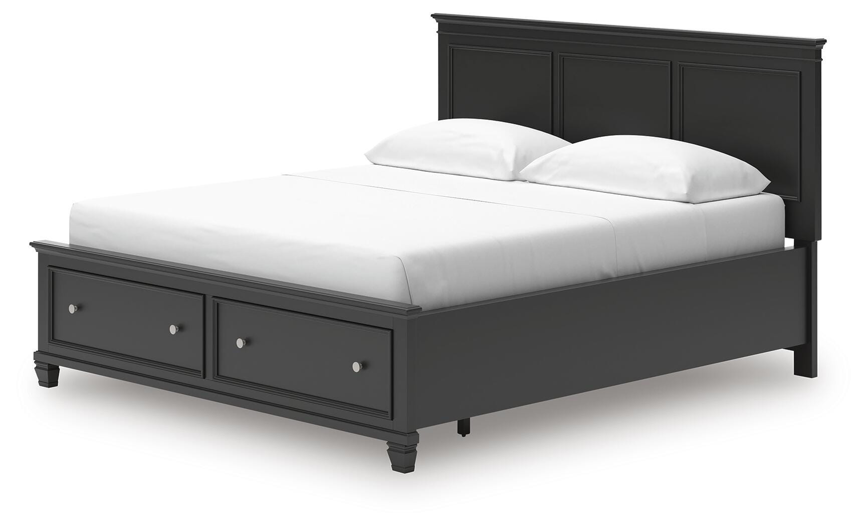 Lanolee California King Panel Storage Bed, Black, large