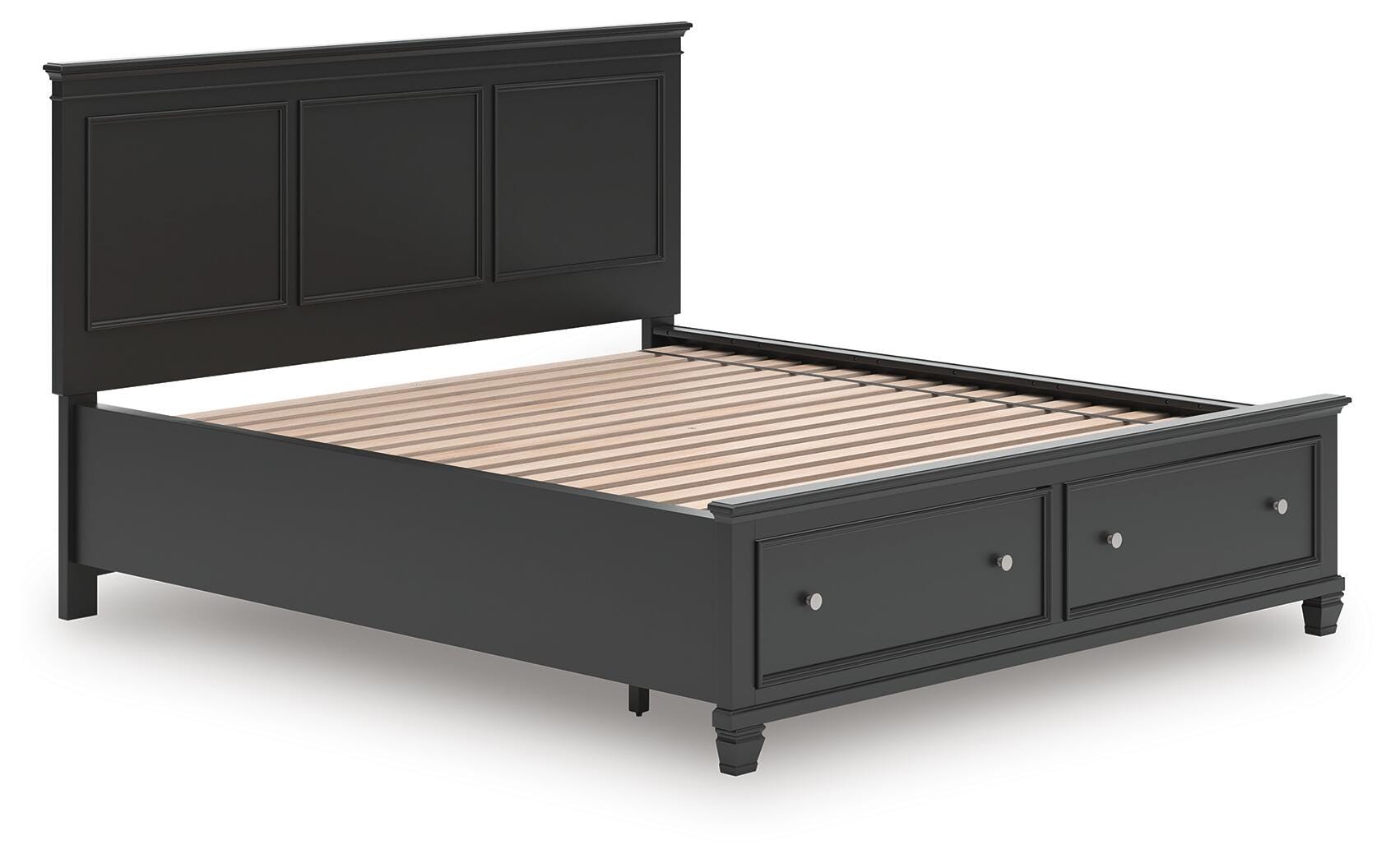 Lanolee California King Panel Storage Bed, Black, large