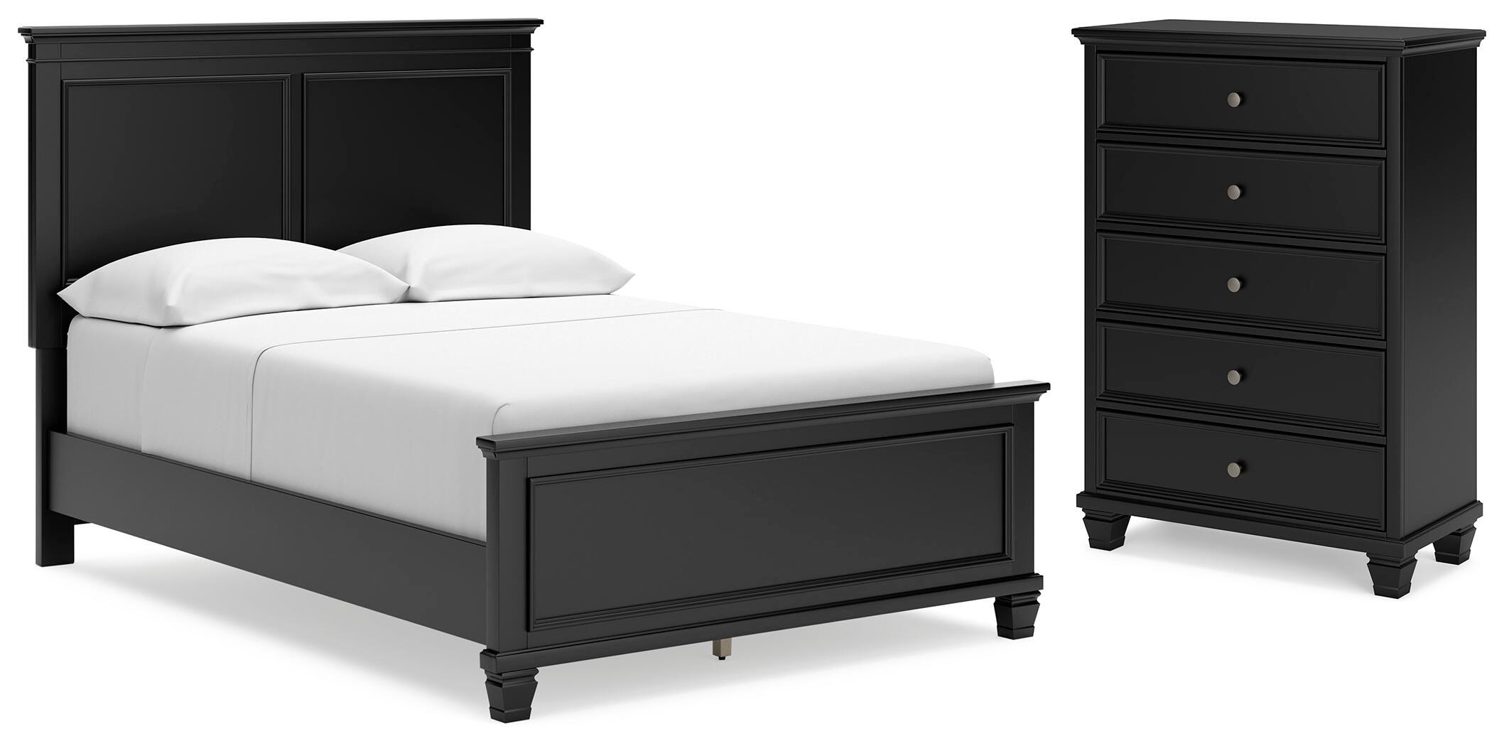 Cama y cómoda de panel completo Lanolee - image 1