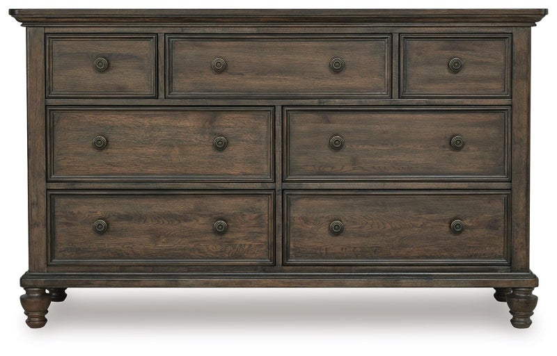 Veramond 7 Drawer Dresser, Dark Brown