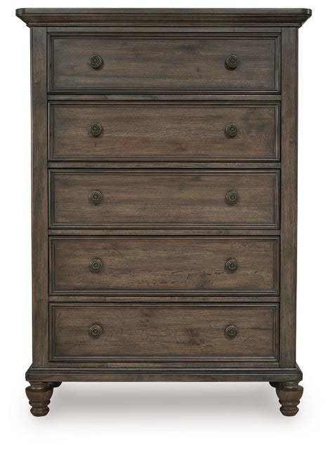 Veramond 5 Drawer Chest of Drawers, Dark Brown