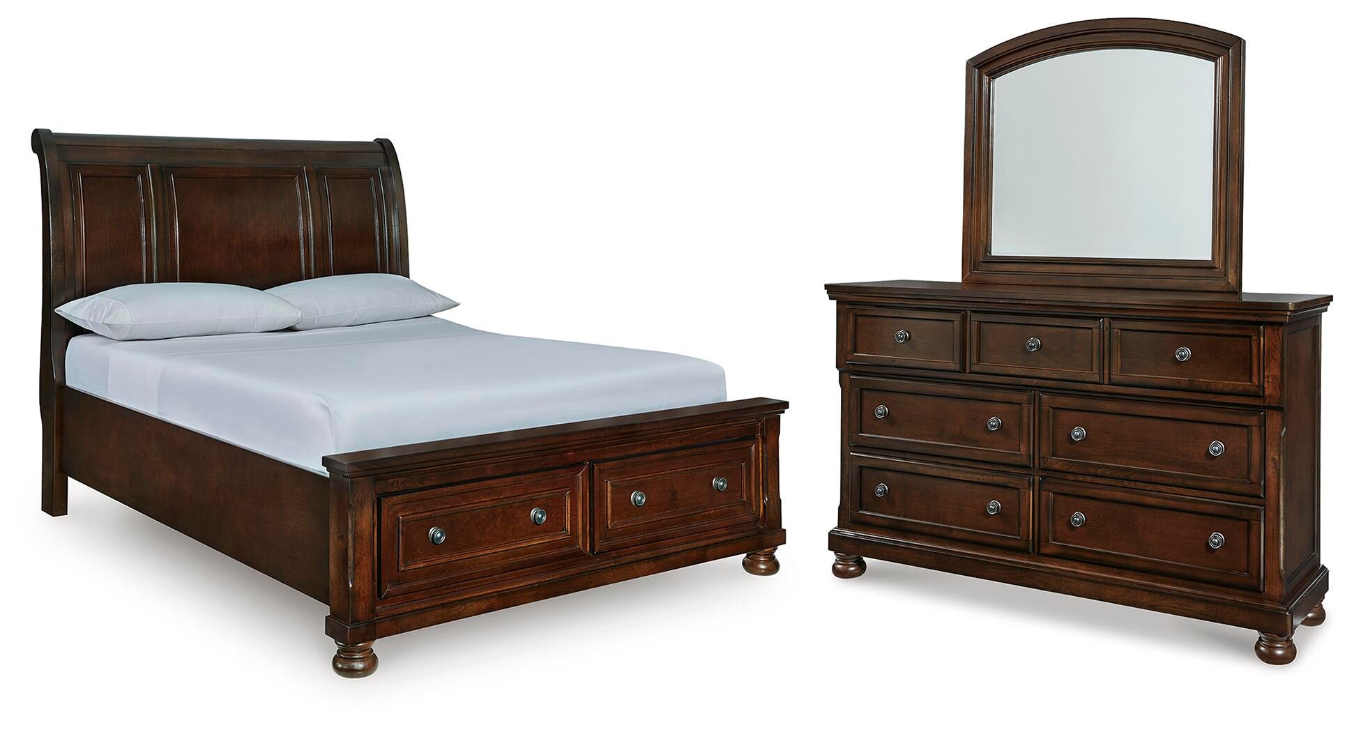 Porter Queen Sleigh Storage Bed, Dresser and Mirror - image 1