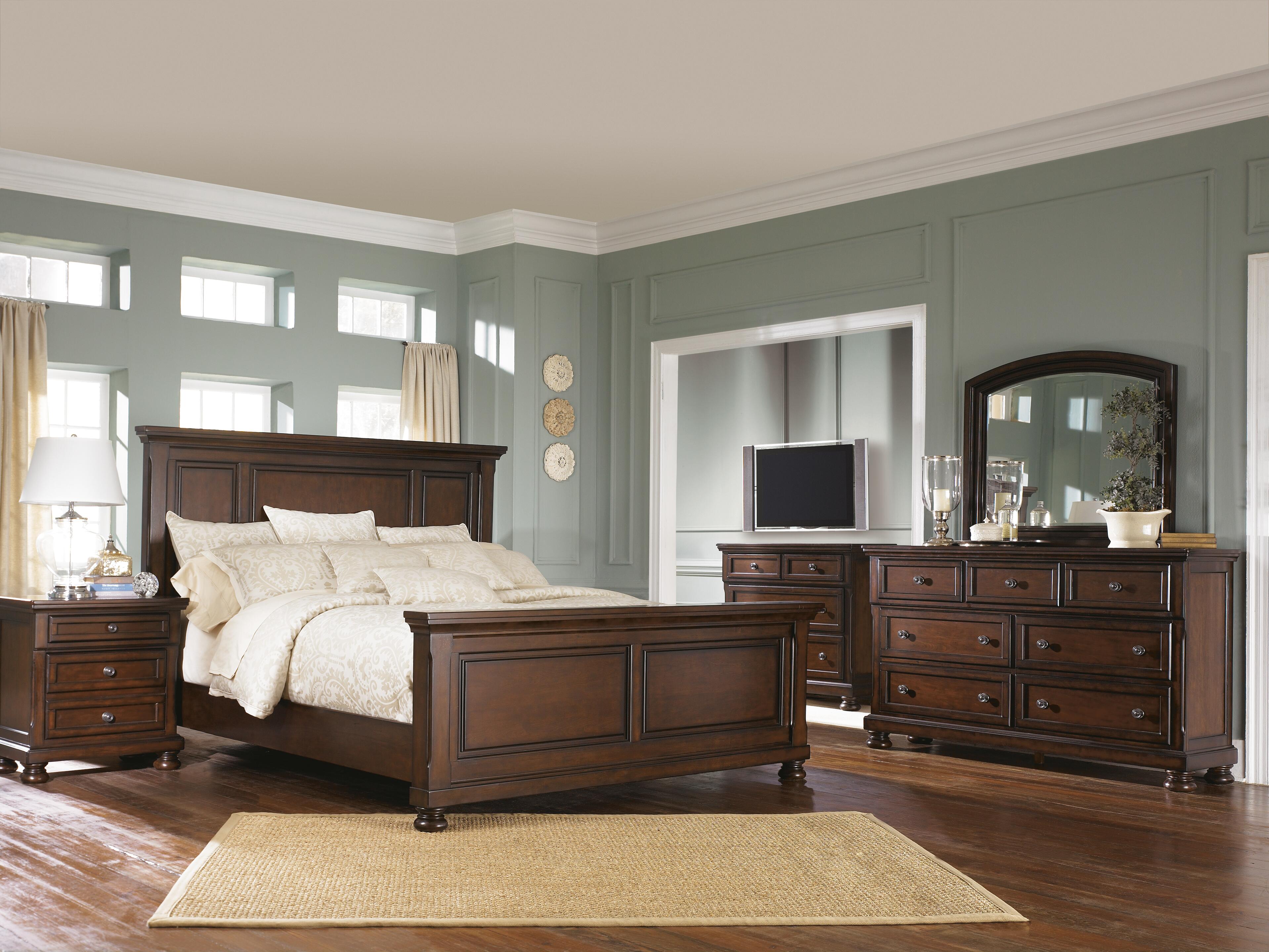 Cama con paneles tamaño Queen, cómoda y espejo Porter - image 4