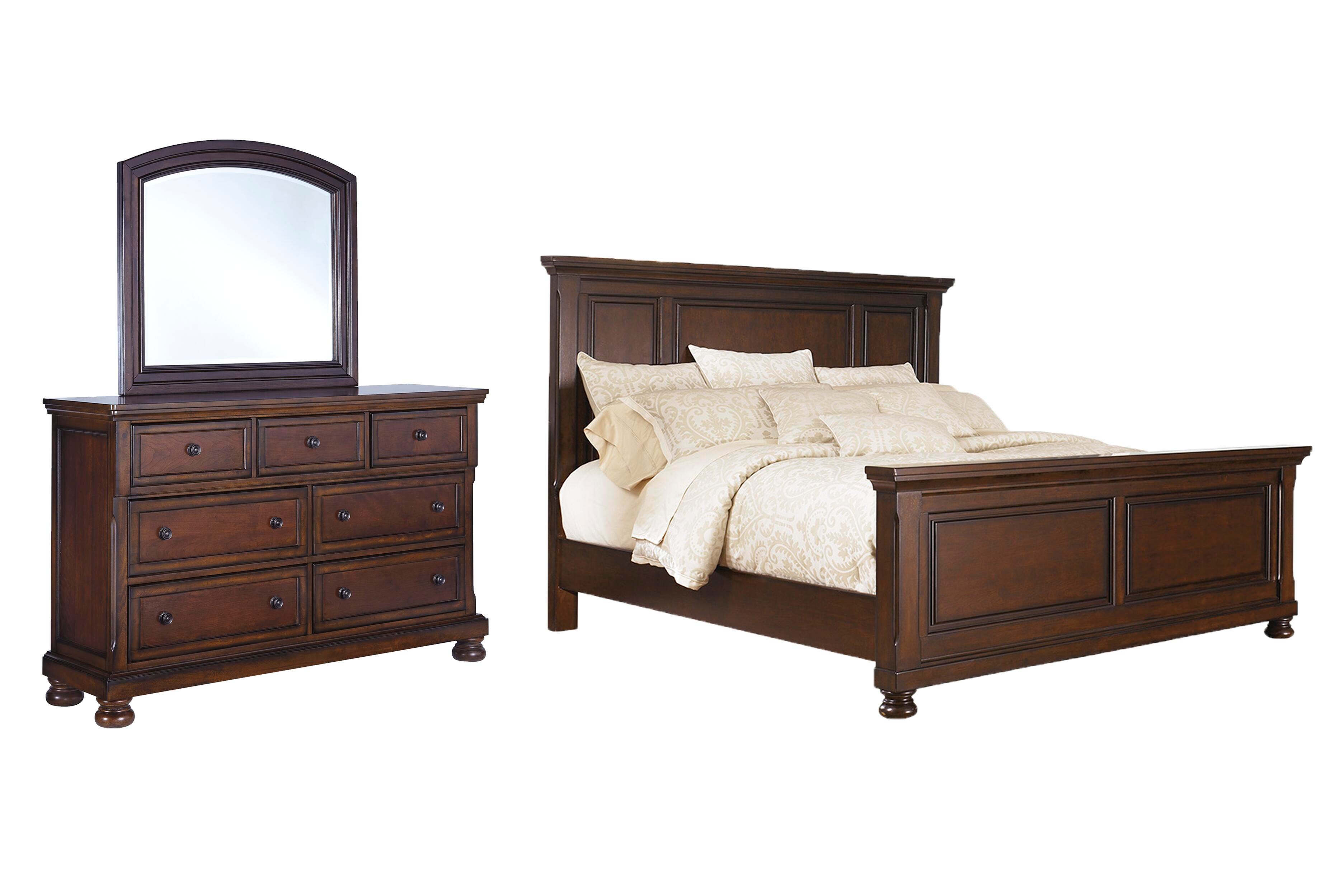Cama Panel California King, Cómoda y Espejo Porter - image 1