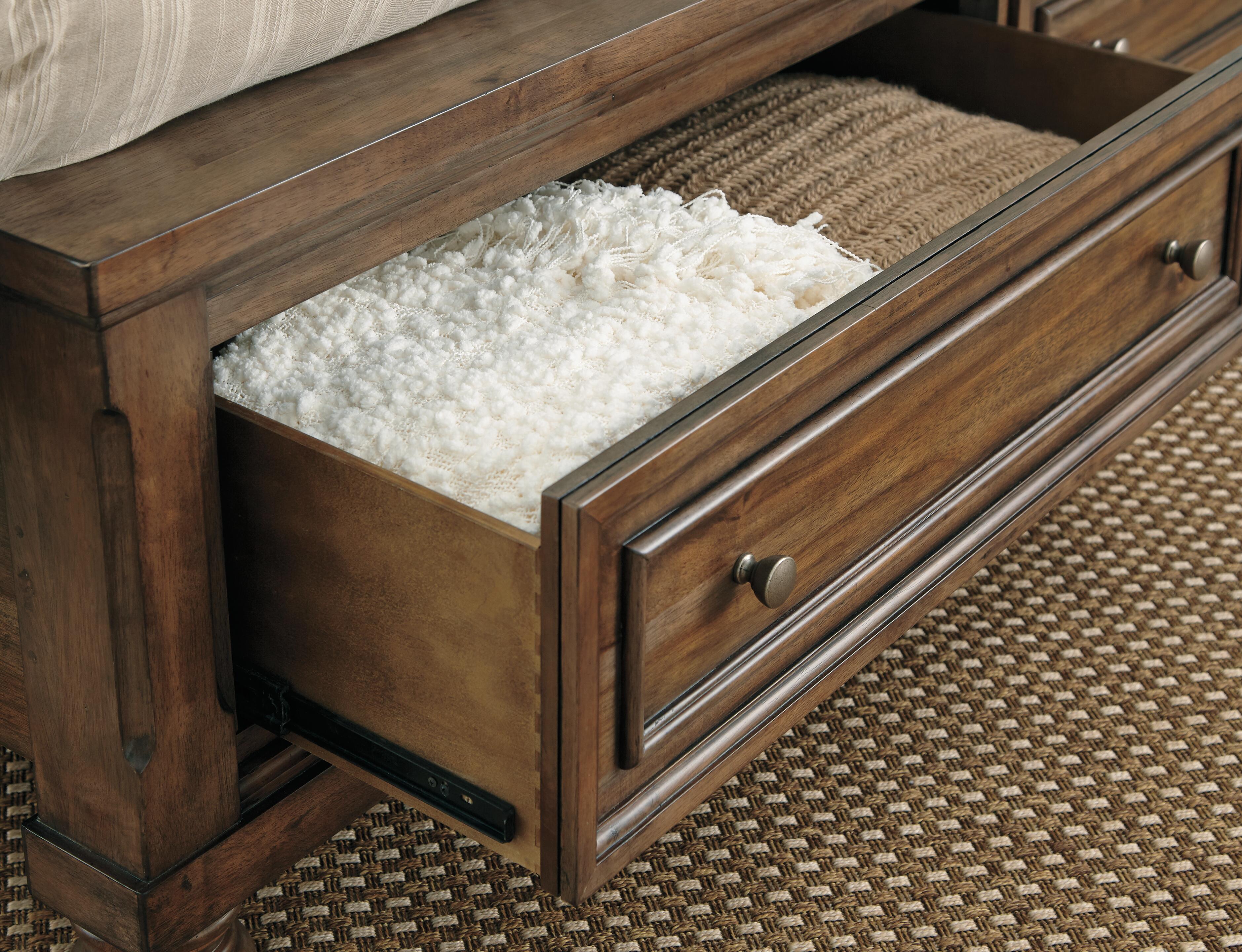 Flynnter King Panel Bed with Mirrored Dresser, Medium Brown, large
