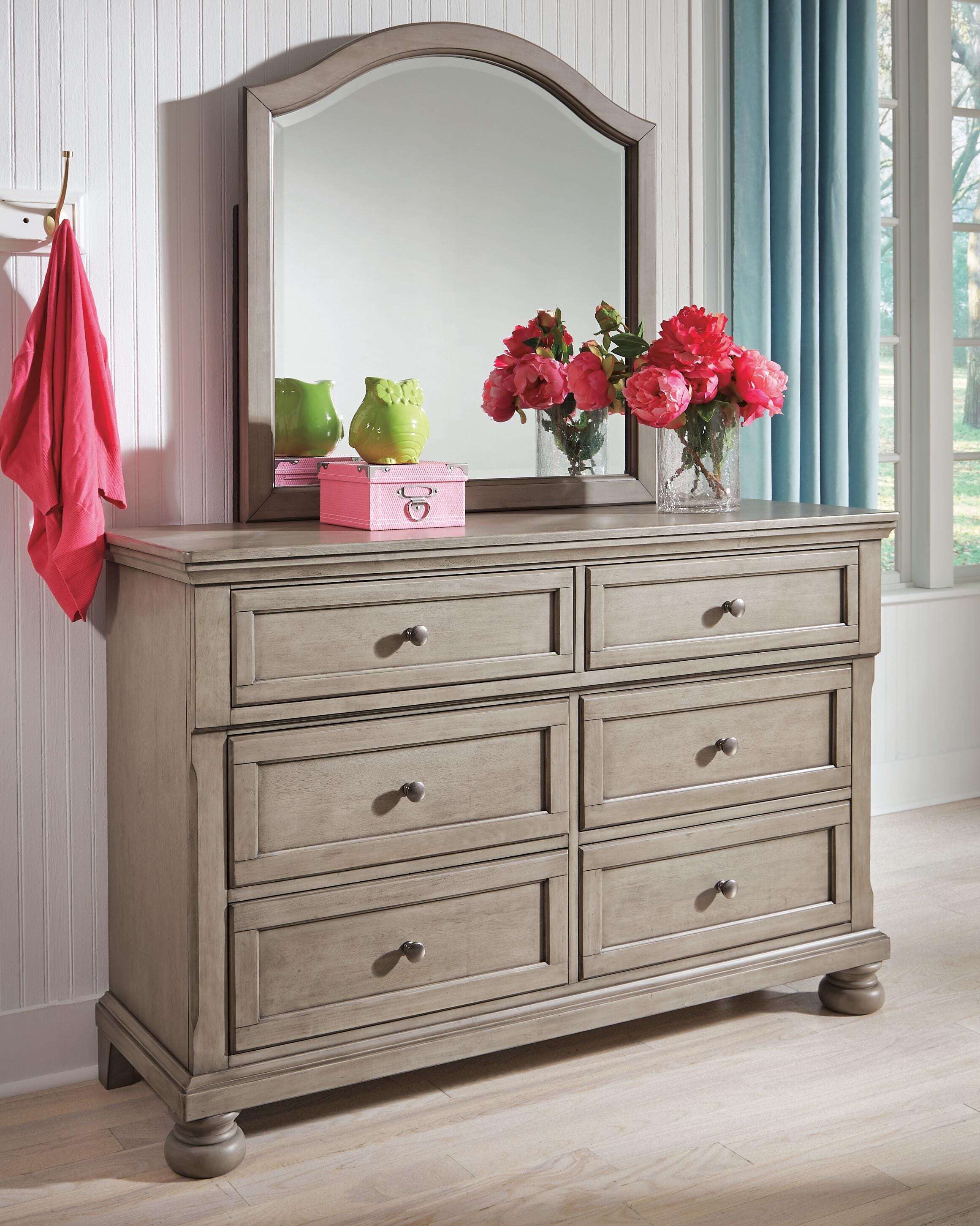 Lettner Dresser and Mirror, Light Gray, large