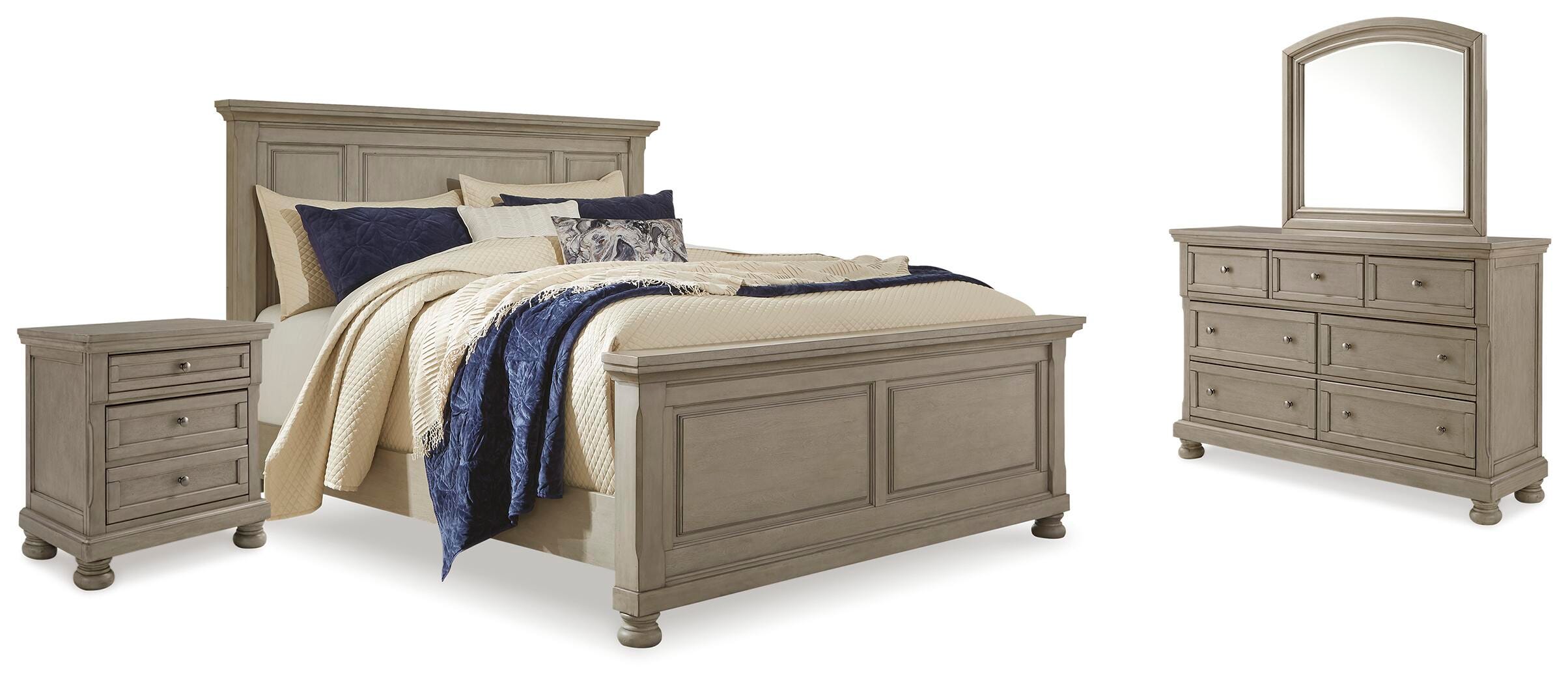 Cama tamaño King, tocador, espejo y 2 mesitas de noche Lettner - image 1