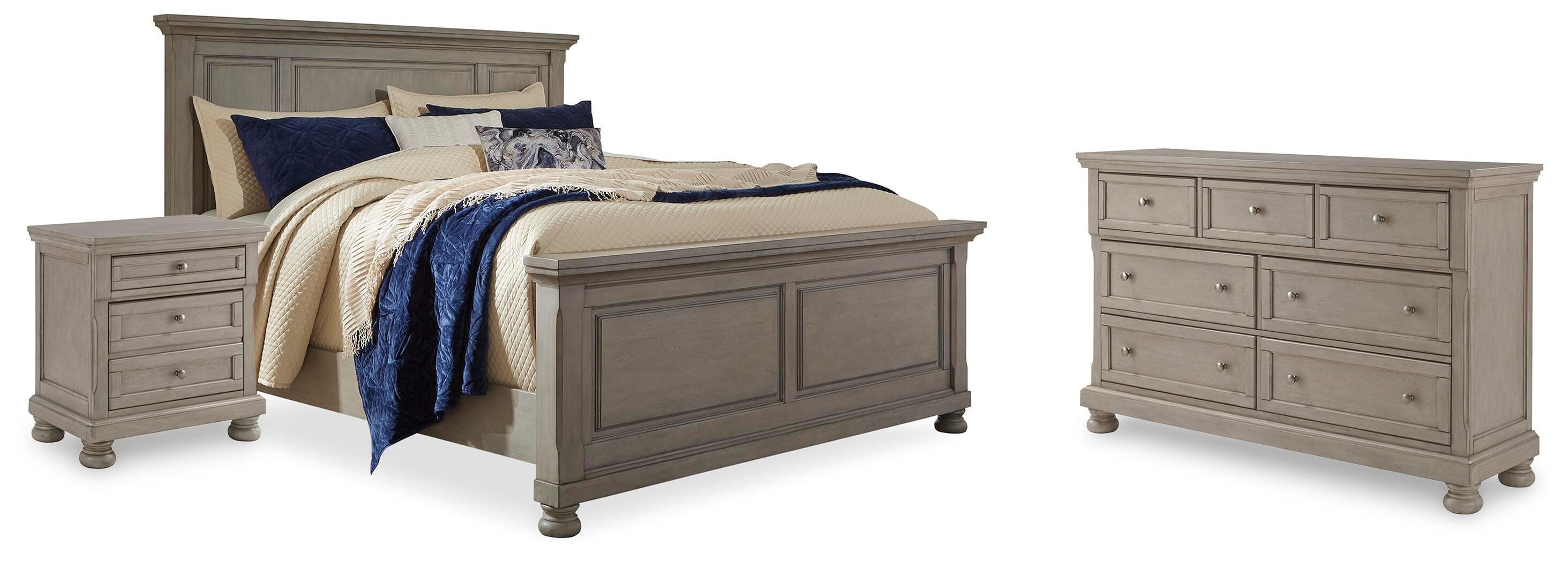 Cama Queen con paneles Lettner, cómoda y mesita de noche - image 1