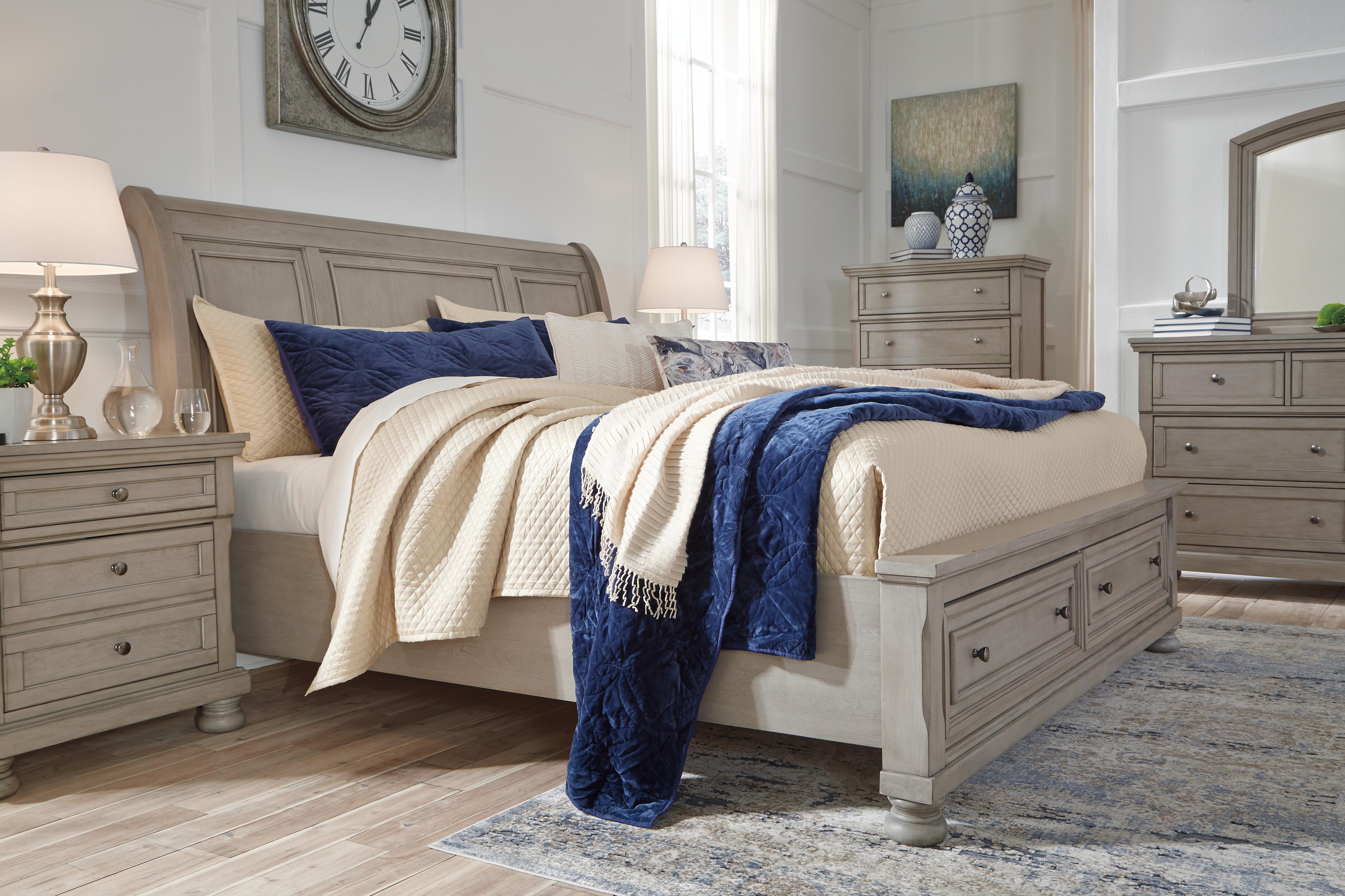 Lettner King Sleigh Bed with 2 Storage Drawers - image 3