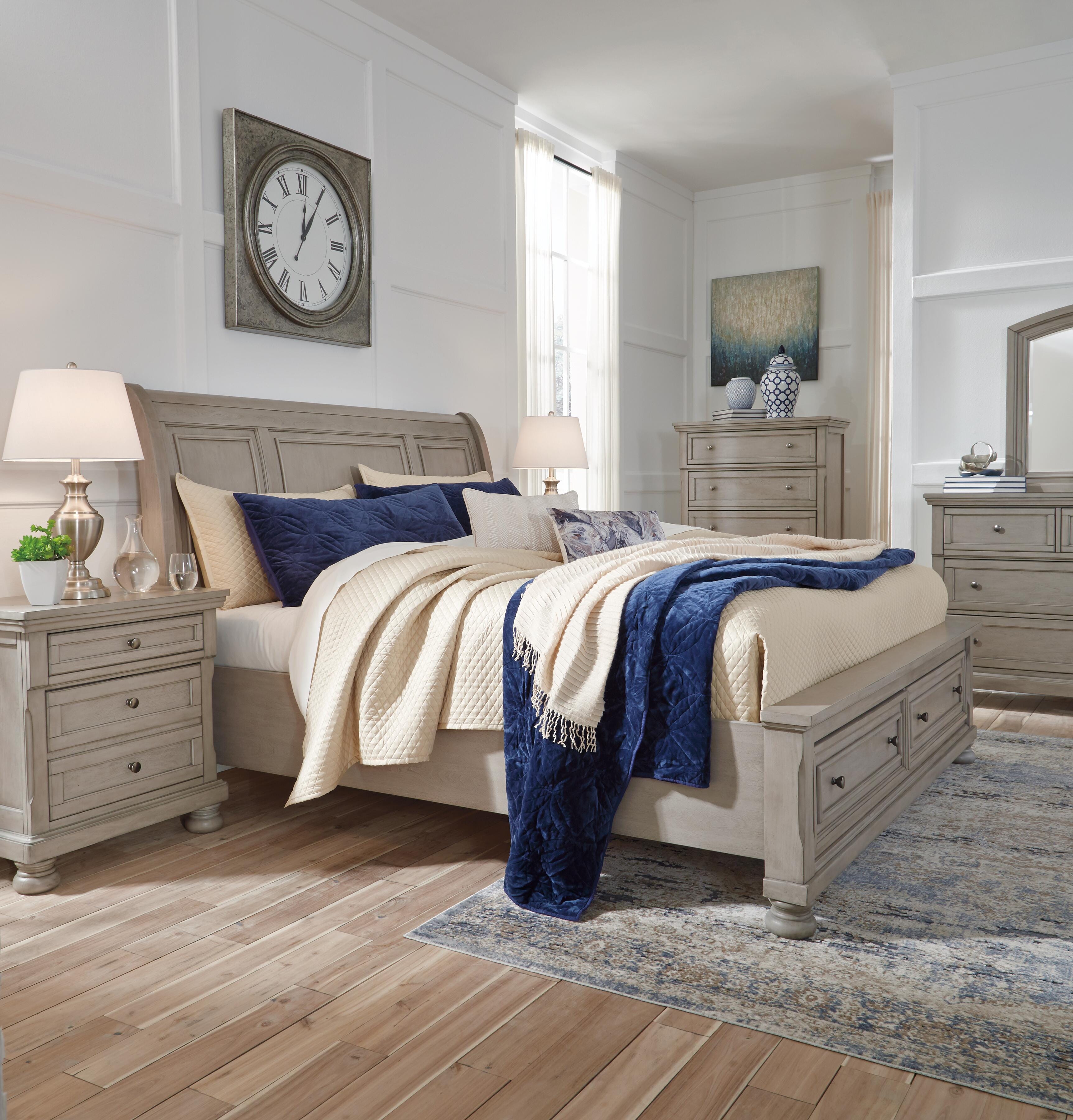 Lettner King Sleigh Bed with 2 Storage Drawers - image 5