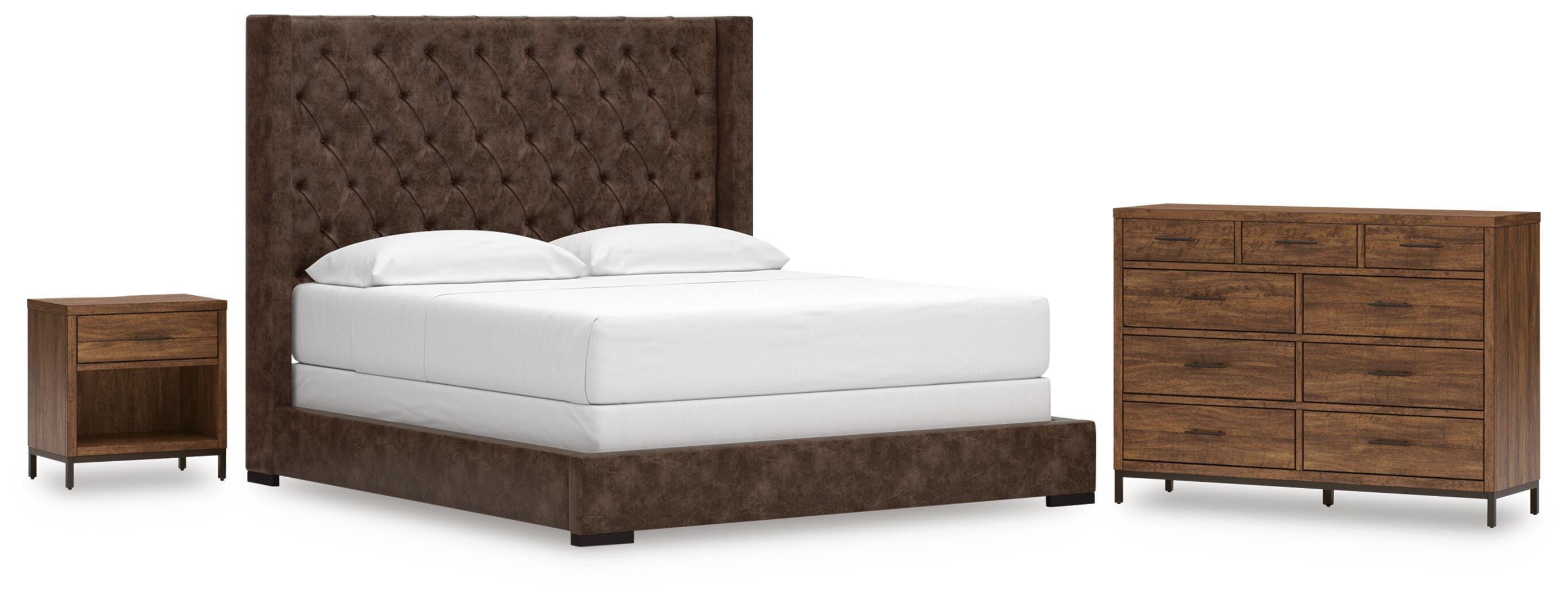 Steenlage California King Upholstered Bed with Dresser and Nightstand