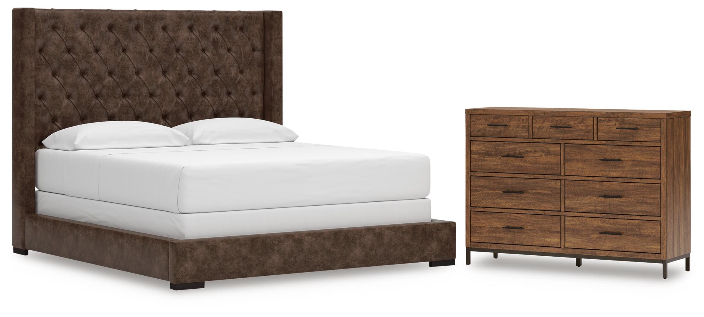 Steenlage California King Upholstered Bed with Dresser
