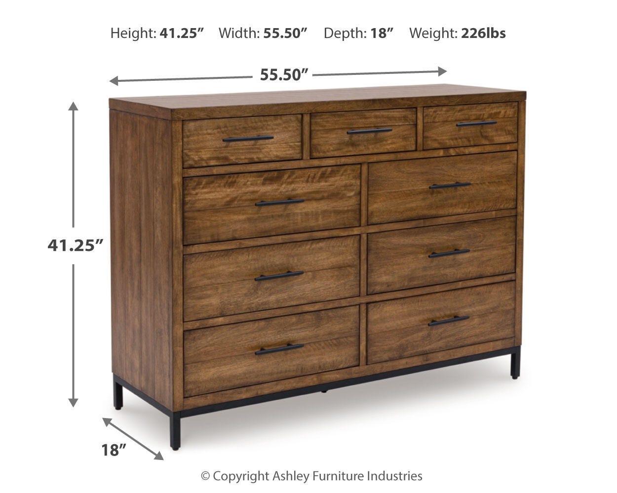 Steenlage Queen Upholstered Bed with Dresser, Brown, large
