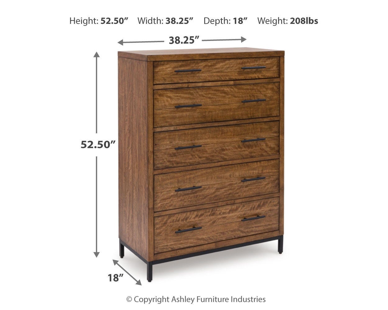 Steenlage Queen Upholstered Bed with Mirrored Dresser, Chest and 2 Nightstands, Brown, large
