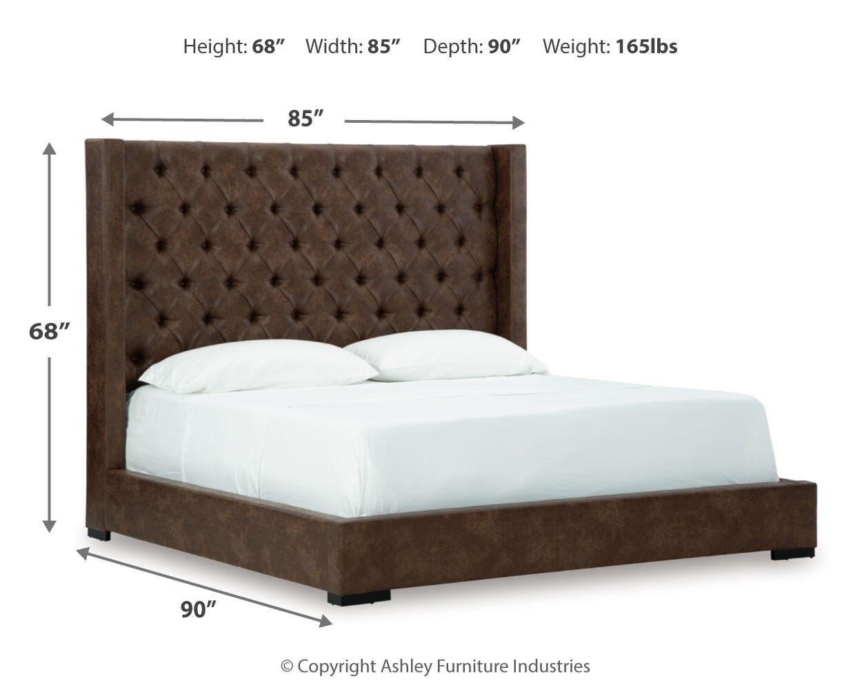 Steenlage California King Upholstered Bed, Brown, large