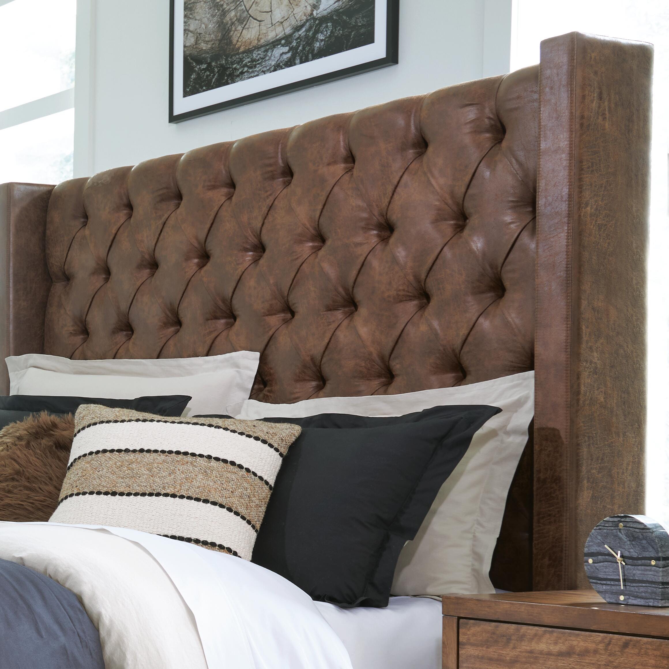 Steenlage King Upholstered Bed, Brown, large