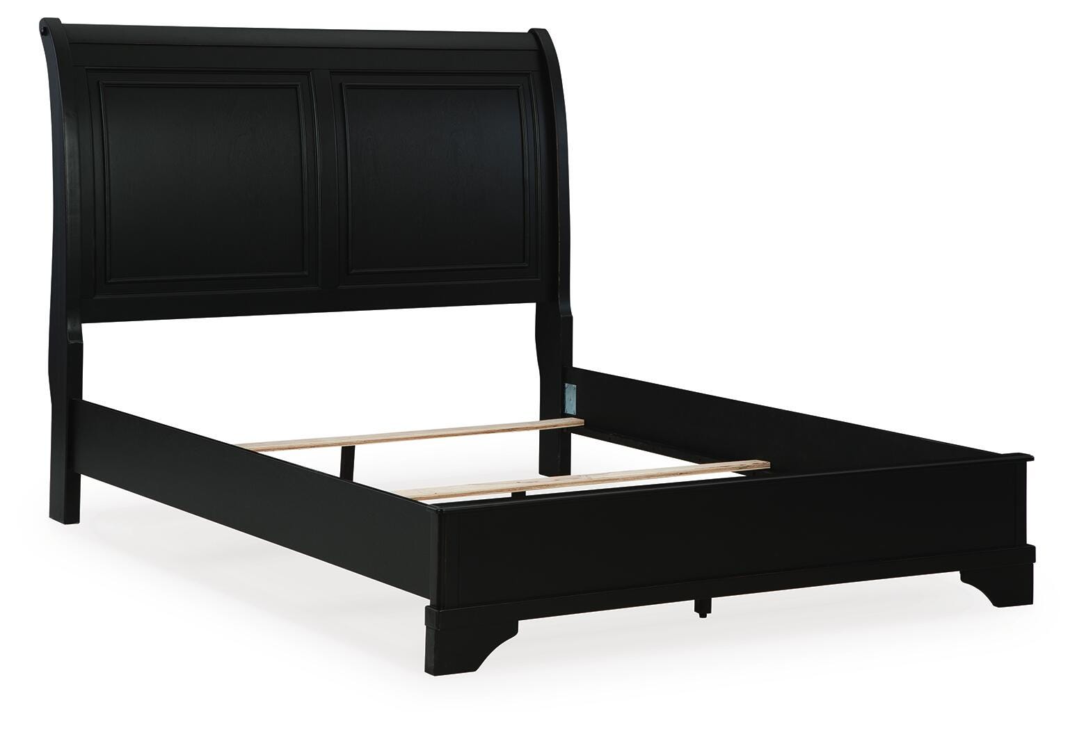 Chylanta Queen Sleigh Bed, Black, large