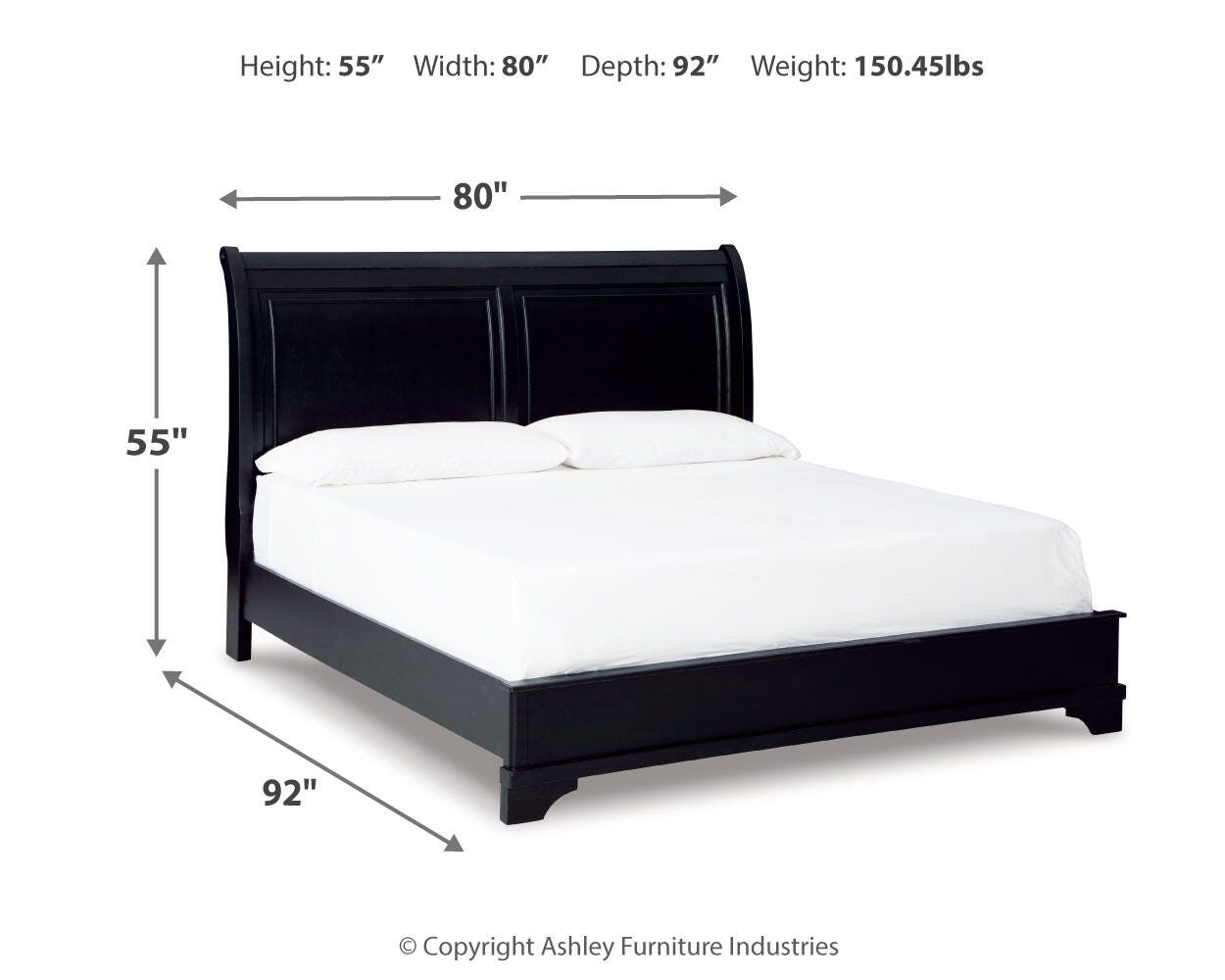 Chylanta California King Sleigh Bed, Black, large